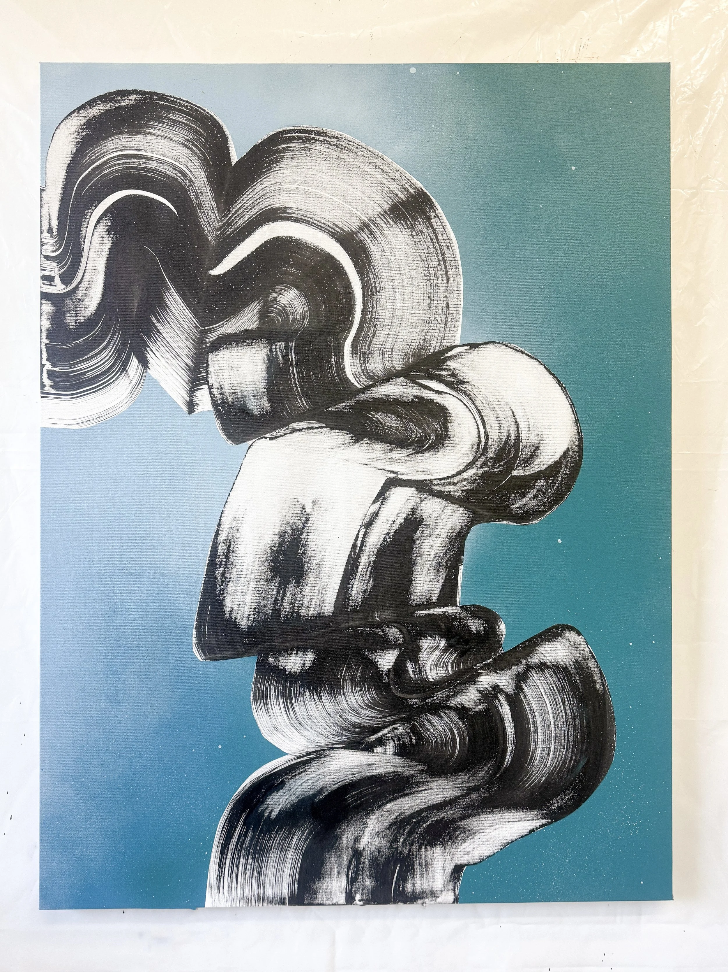 "Morning Light", salvaged paints on canvas with reclaimed wood frame. 49" x 37". Available through Kai Lin Art Gallery, Atlanta, GA. 