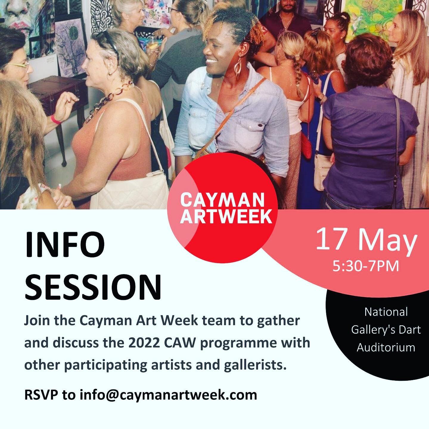 Interested in learning more about Cayman Art Week 2022 and how to get involved? Join us on Tuesday, 17 May at 5.30pm at our partner venue the National Gallery of the Cayman Islands. We will be discussing the programme, sharing venues who are seeking 