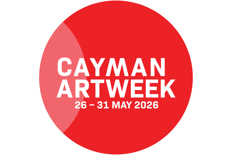 Red circular logo for Cayaman ArtWeek, scheduled for May 26 to 31, 2026.
