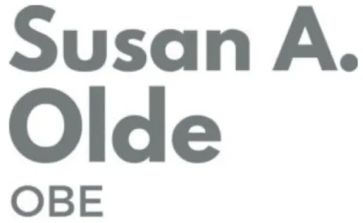 Text displaying the name Susan A. Olde and the abbreviation OBE in a bold font.