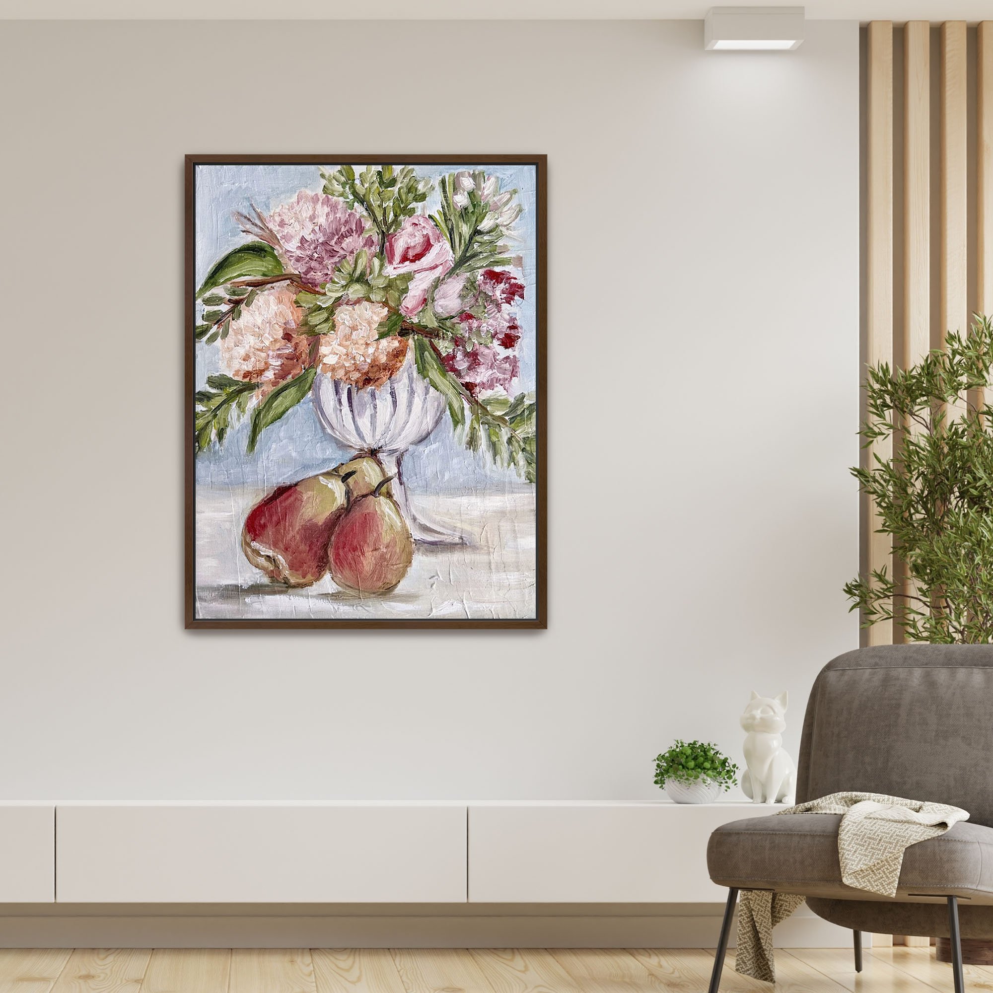 Hydrangeas & Pear Print framed walnut.jpg