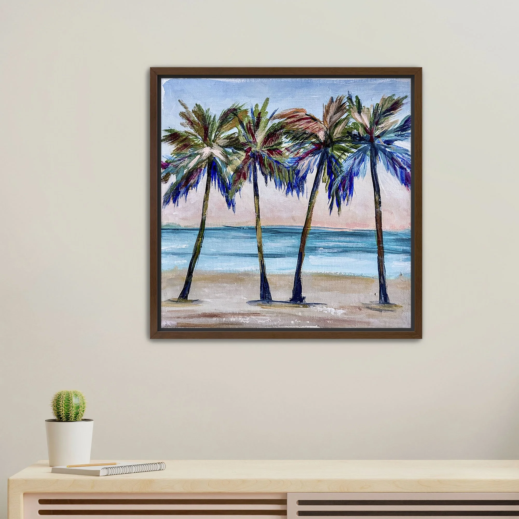 Colorful Palms Print framed walnut.jpg
