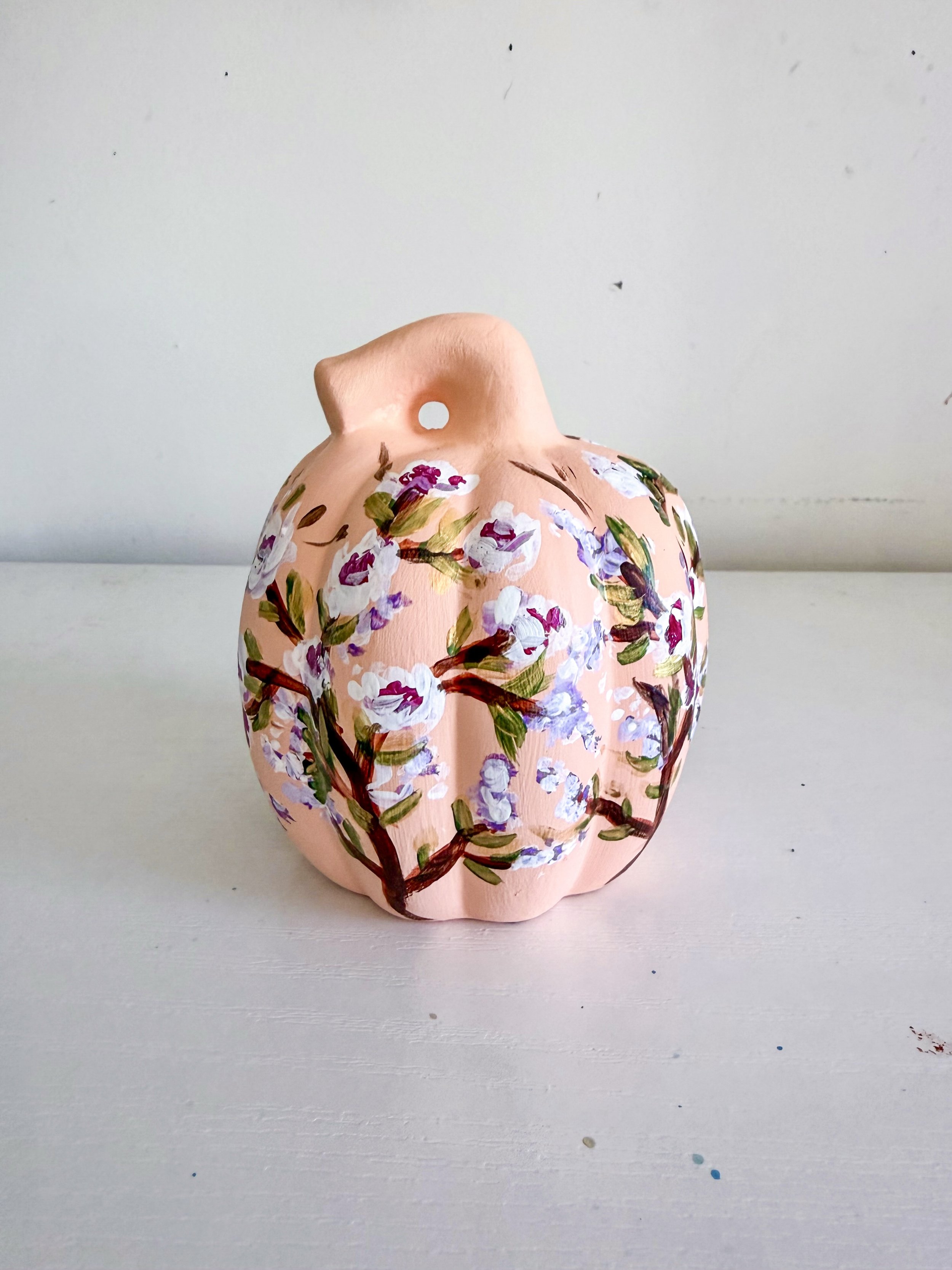 Floral Peach Pumpkin by Charlotte, NC Artist Pooja Roy.jpg