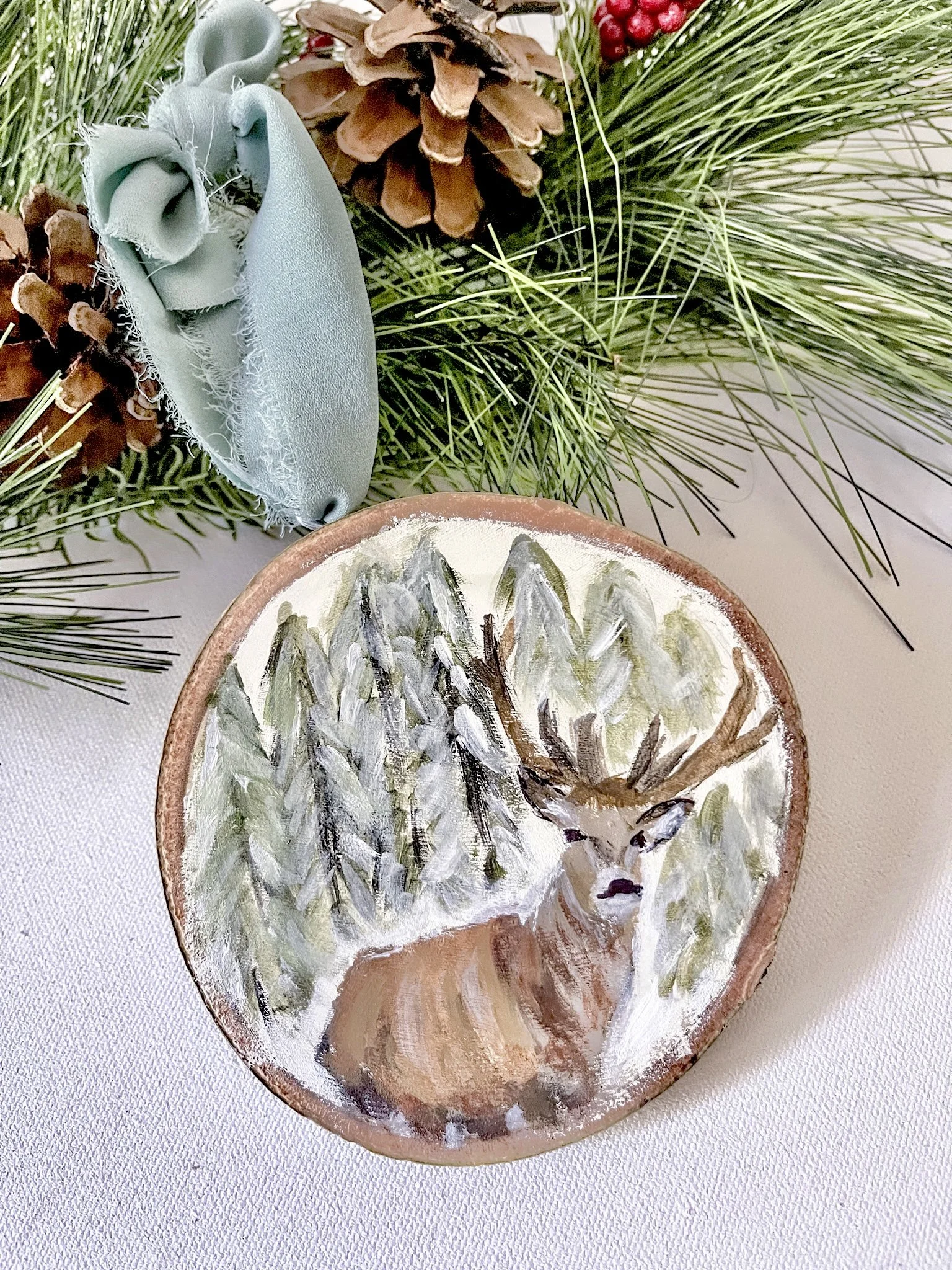 Reindeer in woods Ornaments.jpg