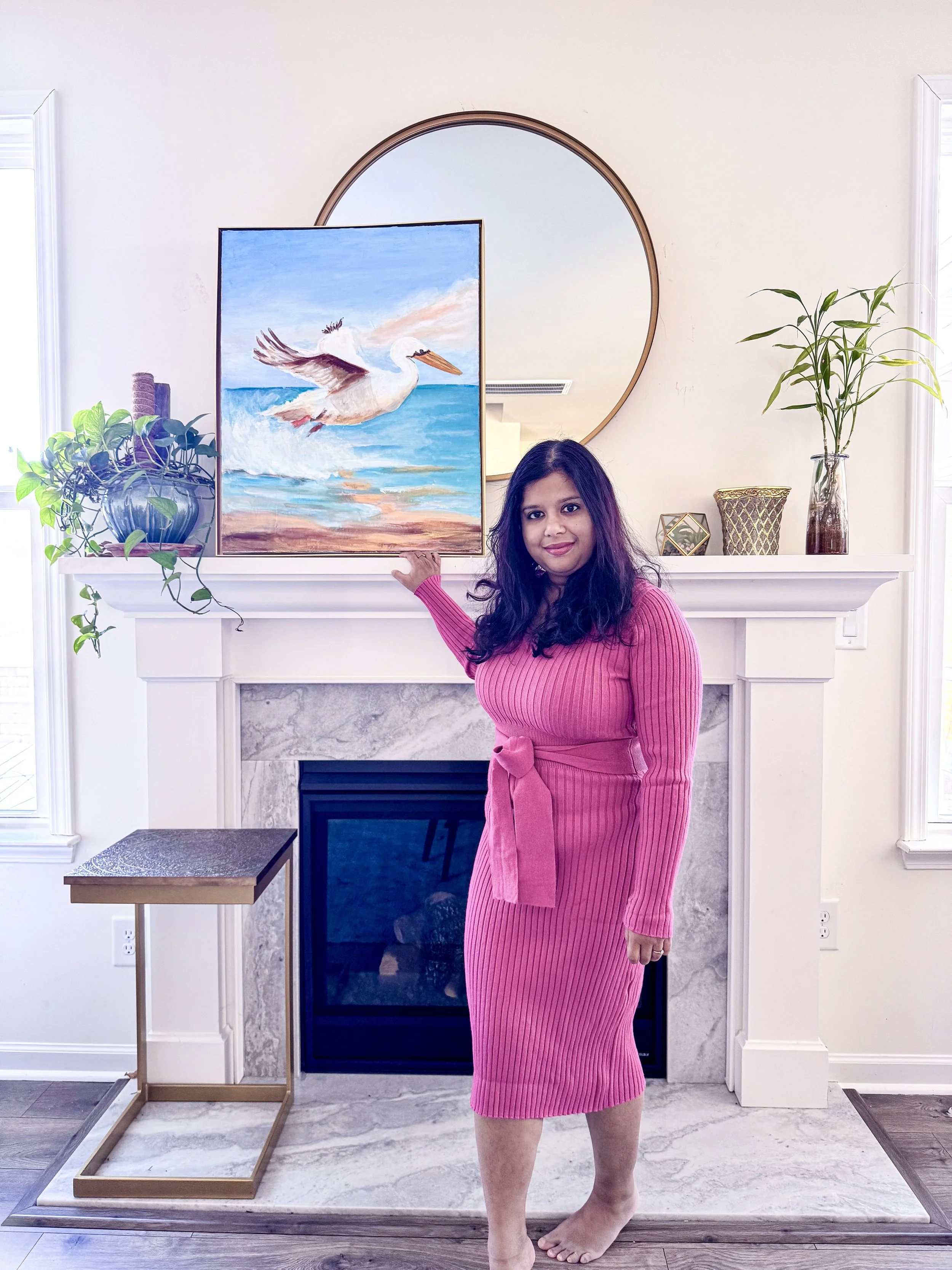 Rising Pelican Painting by Artist Pooja Roy.jpg