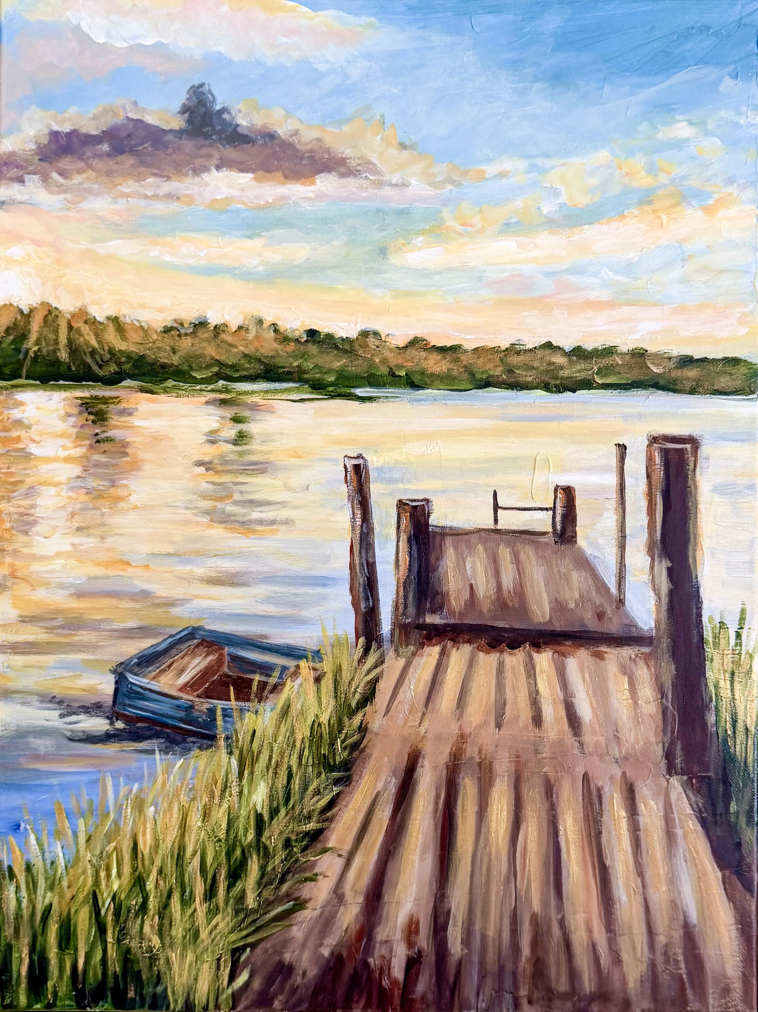 Golden Waters Painting by Artist Pooja Roy_closeup.jpg