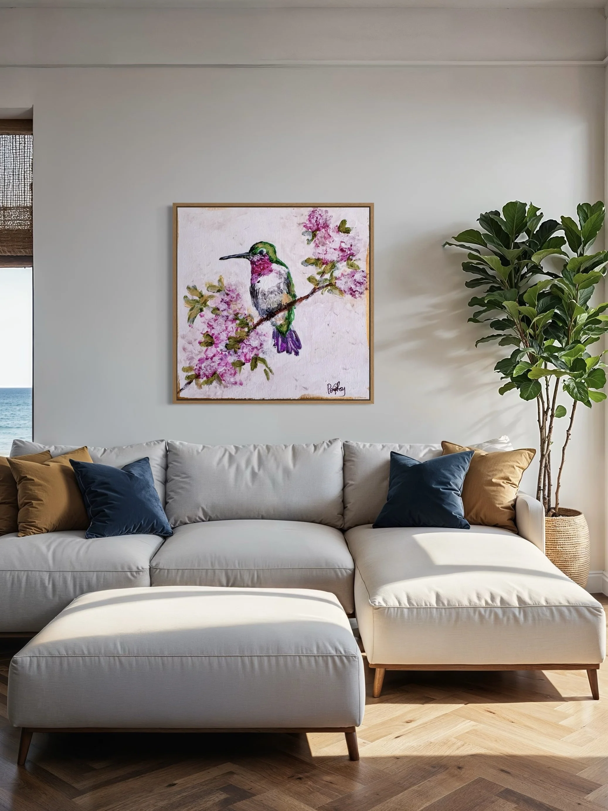 Hummingbird in Autumn Hydrangeas Print mockuo.jpg