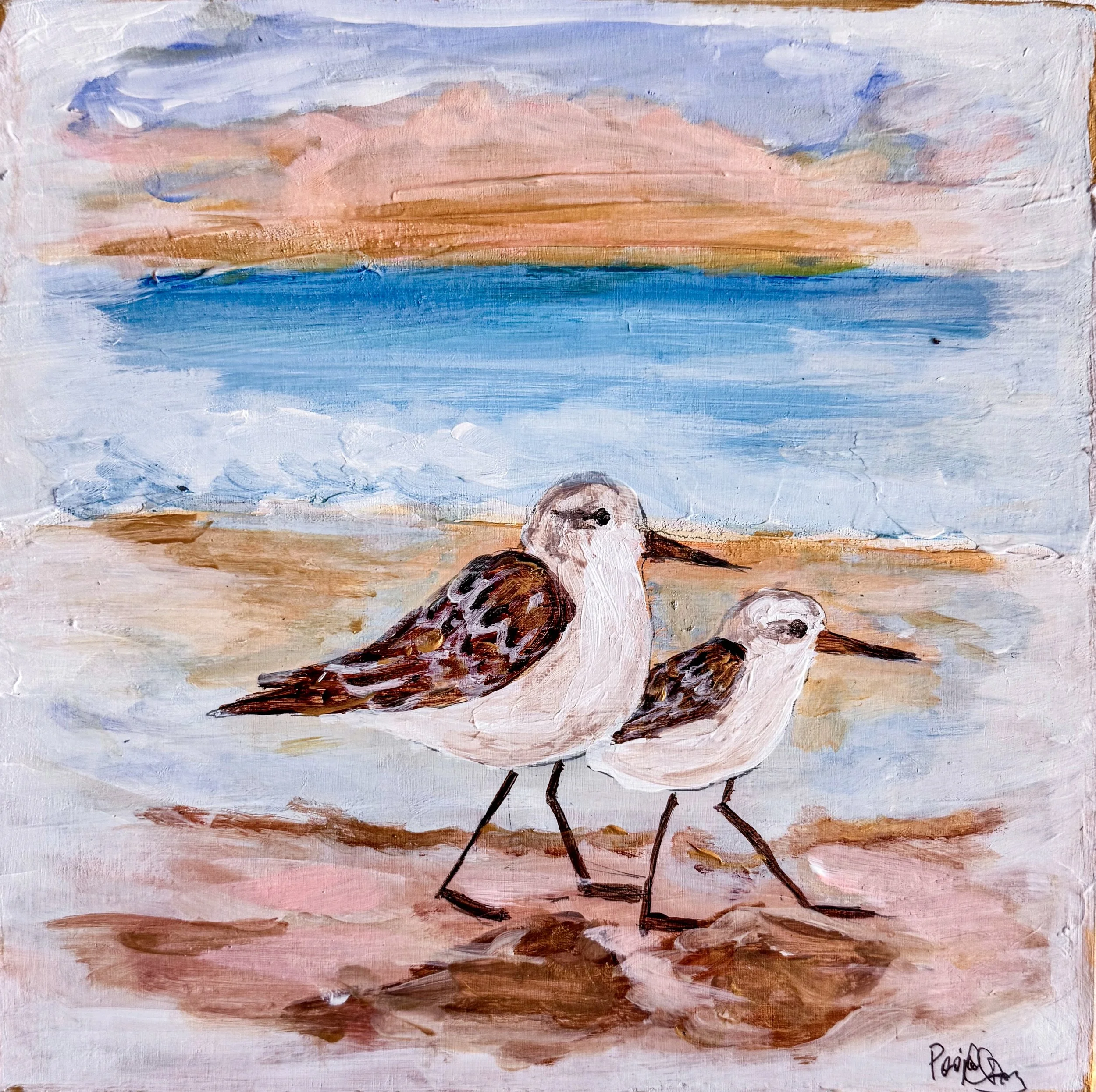Closeup Acrylic painting of Scurrying Sandpipers by Charlotte, NC Artist Pooja Roy-1.jpg.jpg