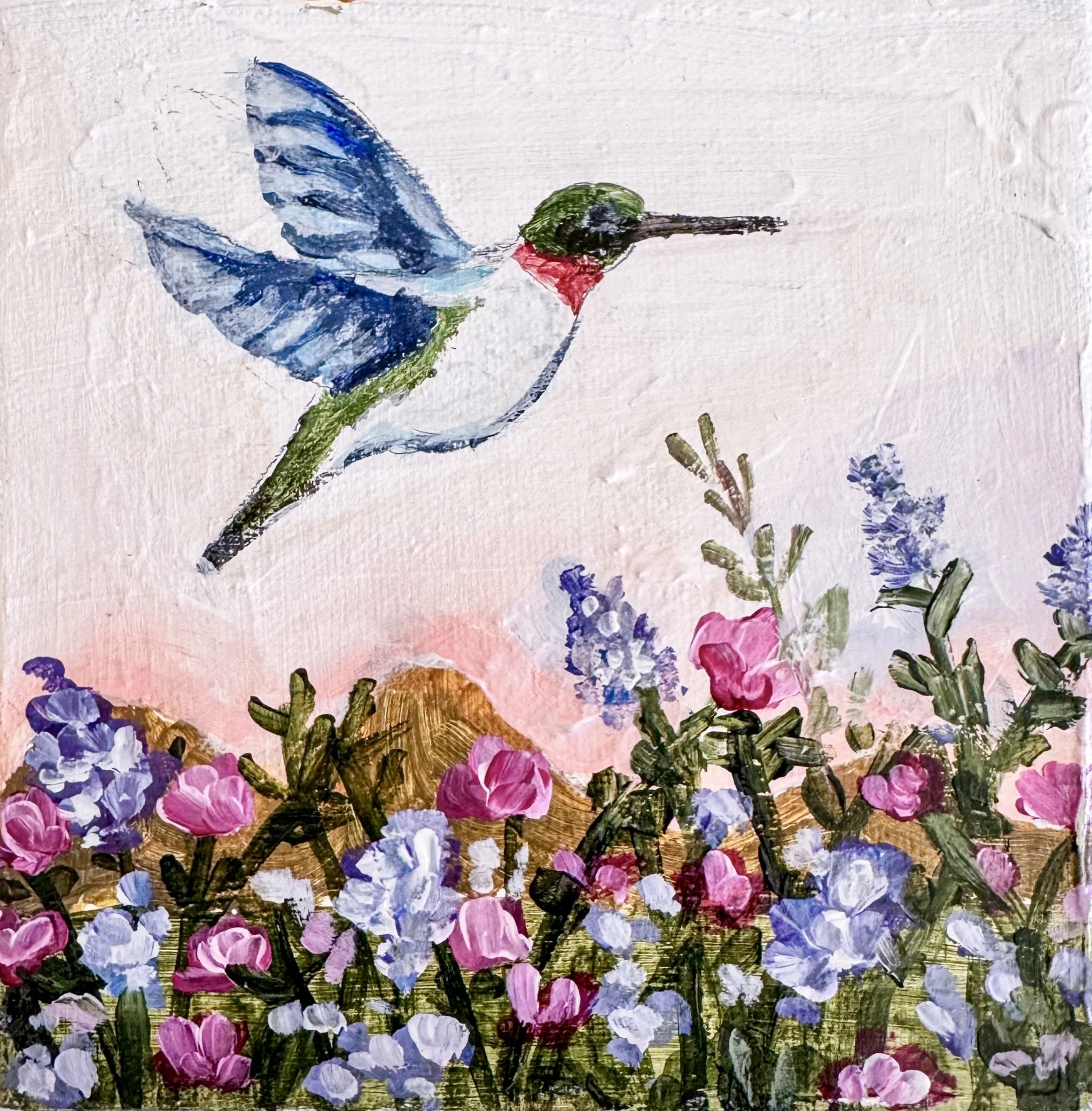 Closeup Acrylic painting of Hummingbird in Flight by Charlotte, NC Artist Pooja Roy.jpg