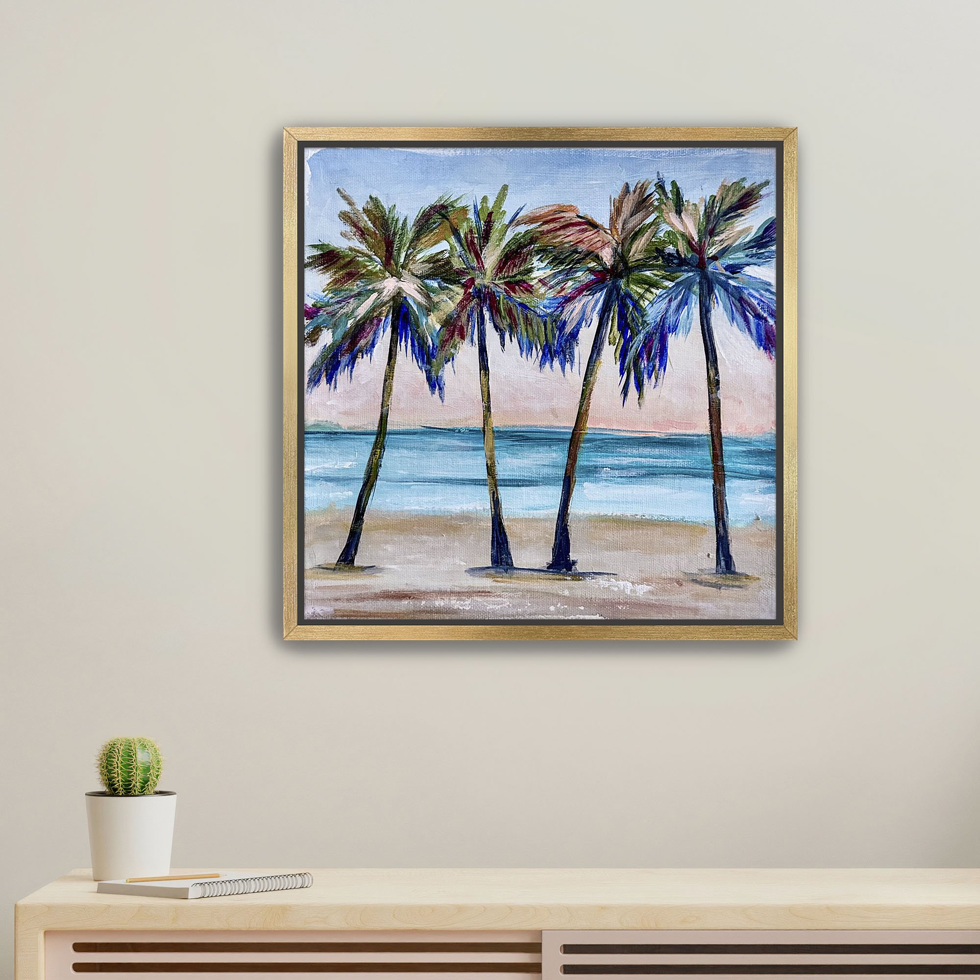 Colorful Palms Print framed gold.jpg
