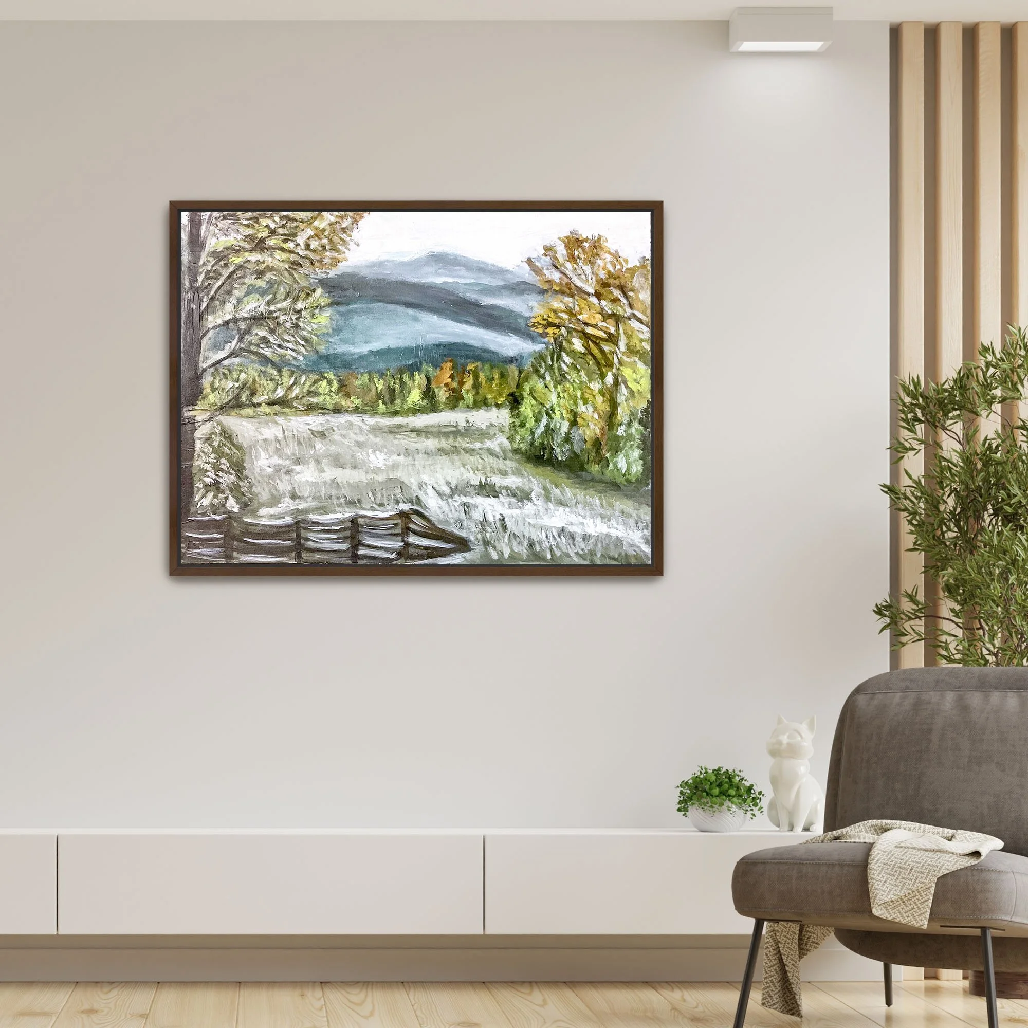 Frosty Fields Print framed walnut.jpg
