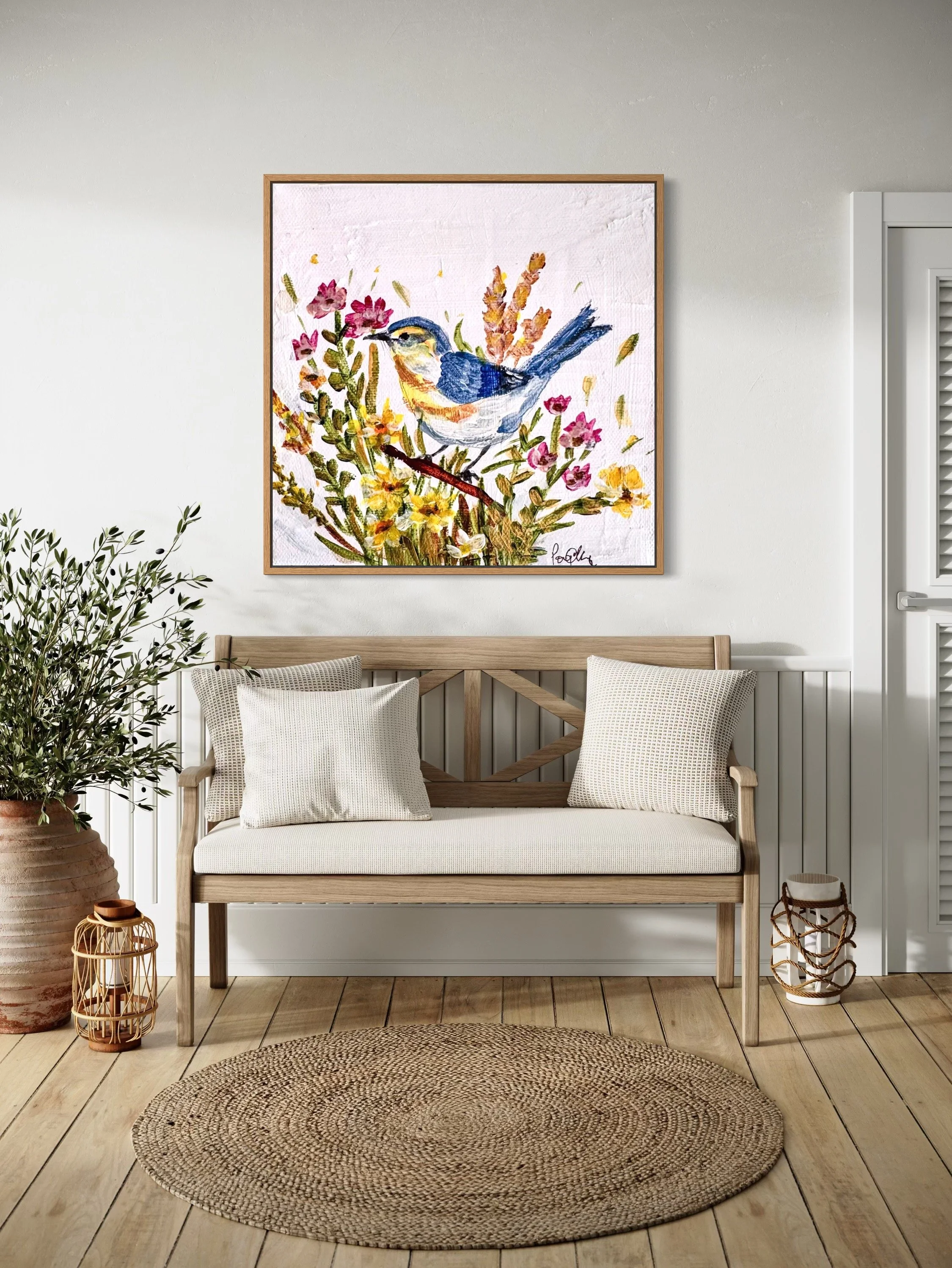 Bluebird in Wildflowers Print by Charlotte, NC Artist Pooja Roy-2.JPG