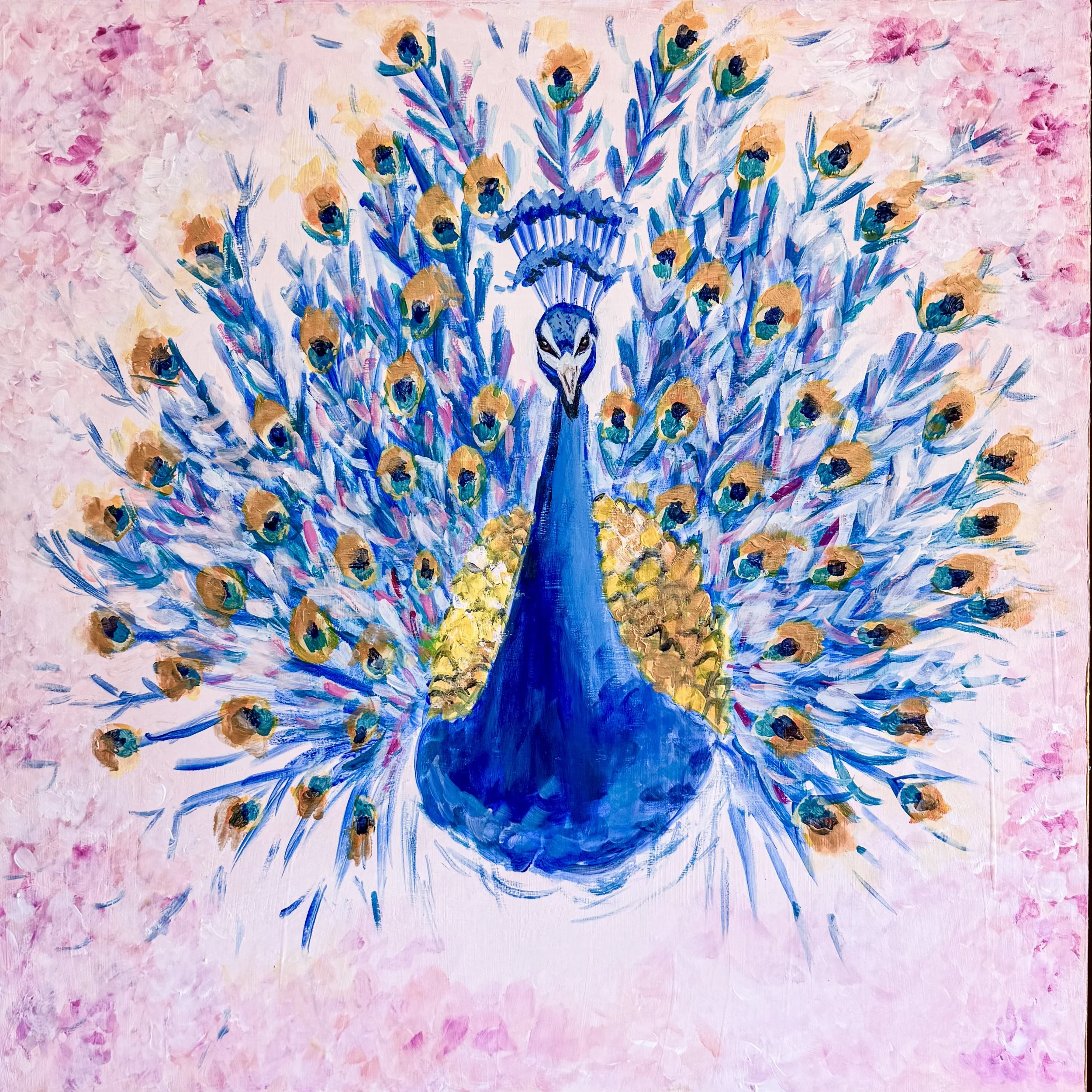 Peacock Bloom Painting by Artist Pooja Roy - closeup.jpg