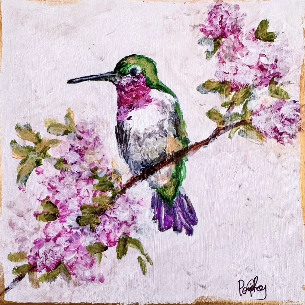 Closeup of Hummingbird in Autumn Hydrangeas Art Print by Charlotte, NC Artist Pooja Roy.jpg