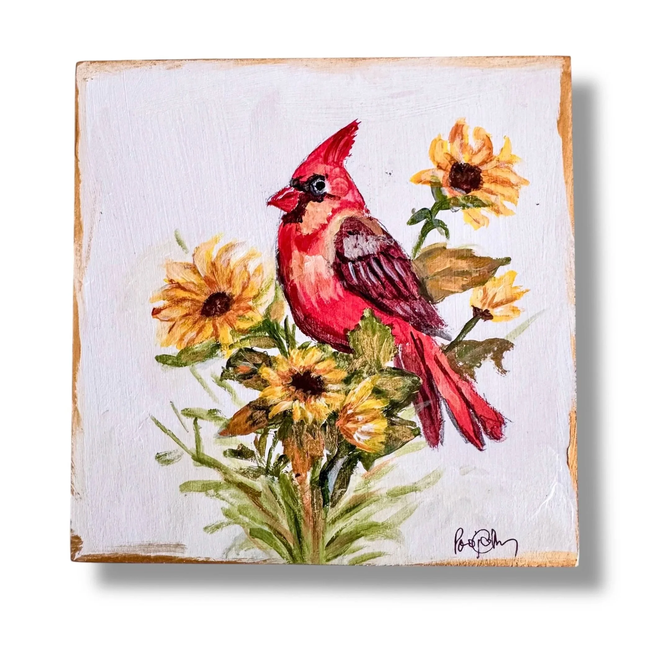 Acrylic+painting+of+Cardinal+in+Sunflower+by+Charlotte%2C+NC+Artist+Pooja+Roy-1.jpg