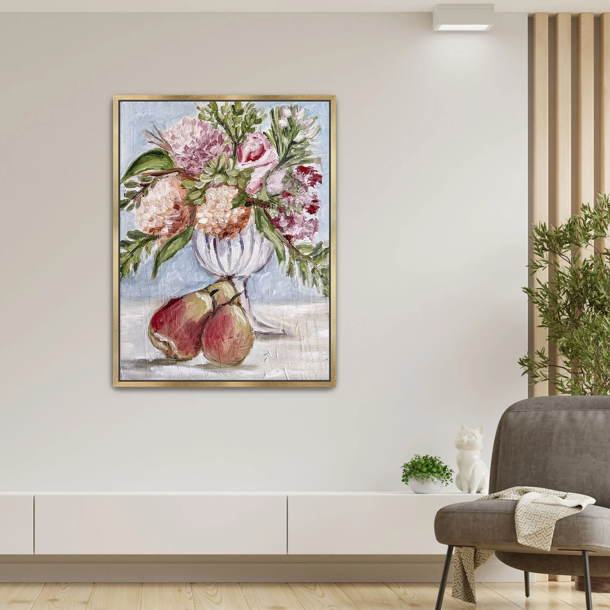 Hydrangeas & Pear Print framed gold.jpg