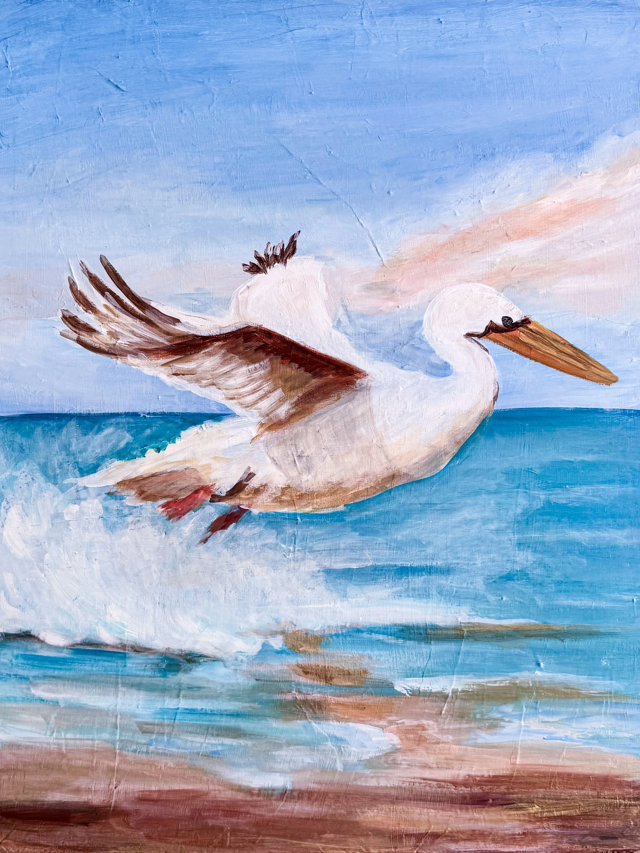 Pelican Rising Painting by Artist Pooja Roy-closeup.jpg
