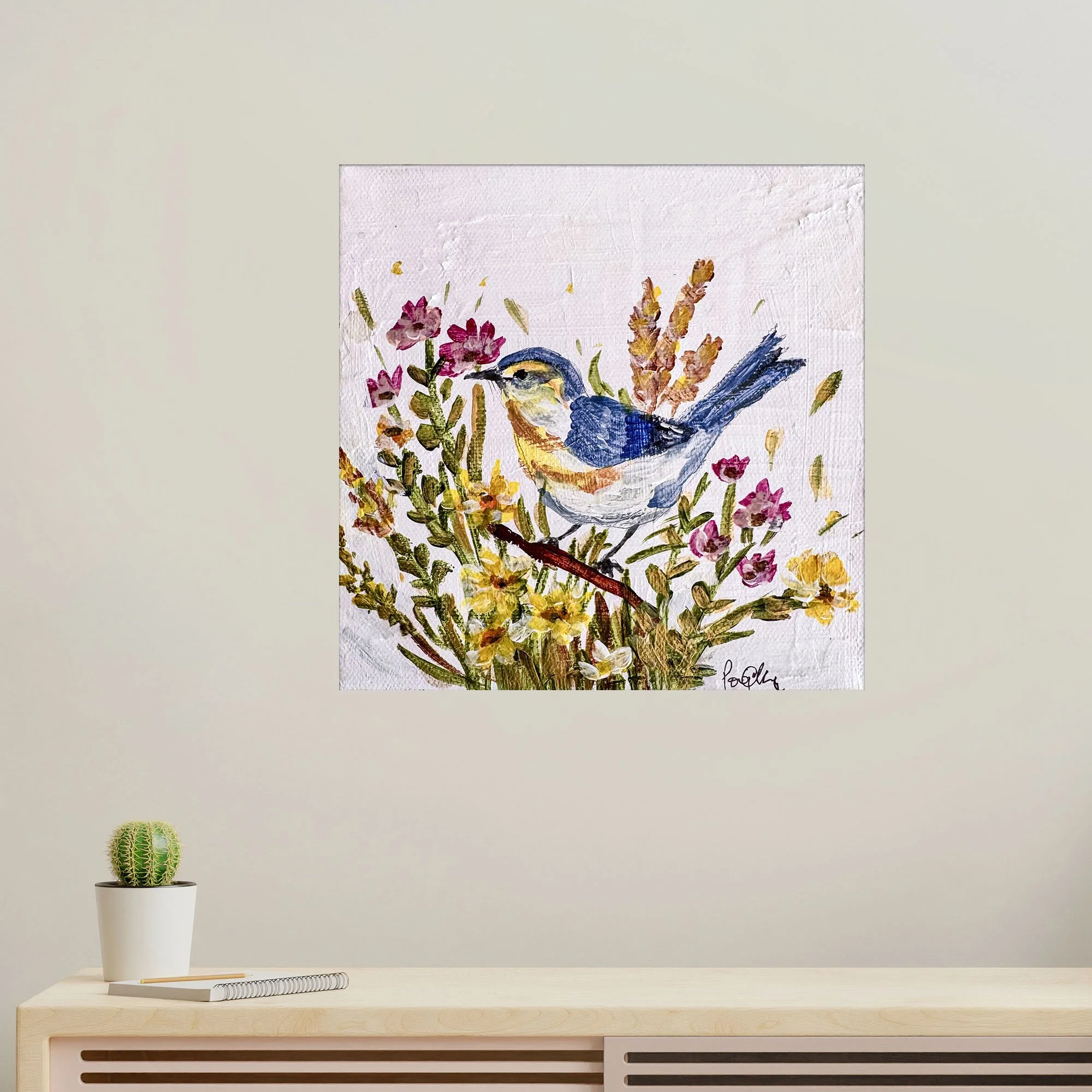 Bluebird in Wildflower Meadow Print no frame.jpg