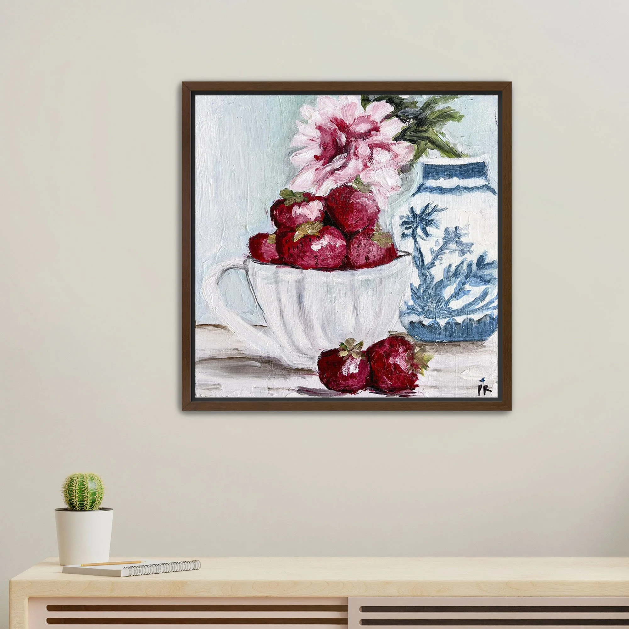 Strawberries & Roses Print framed walnut.jpg