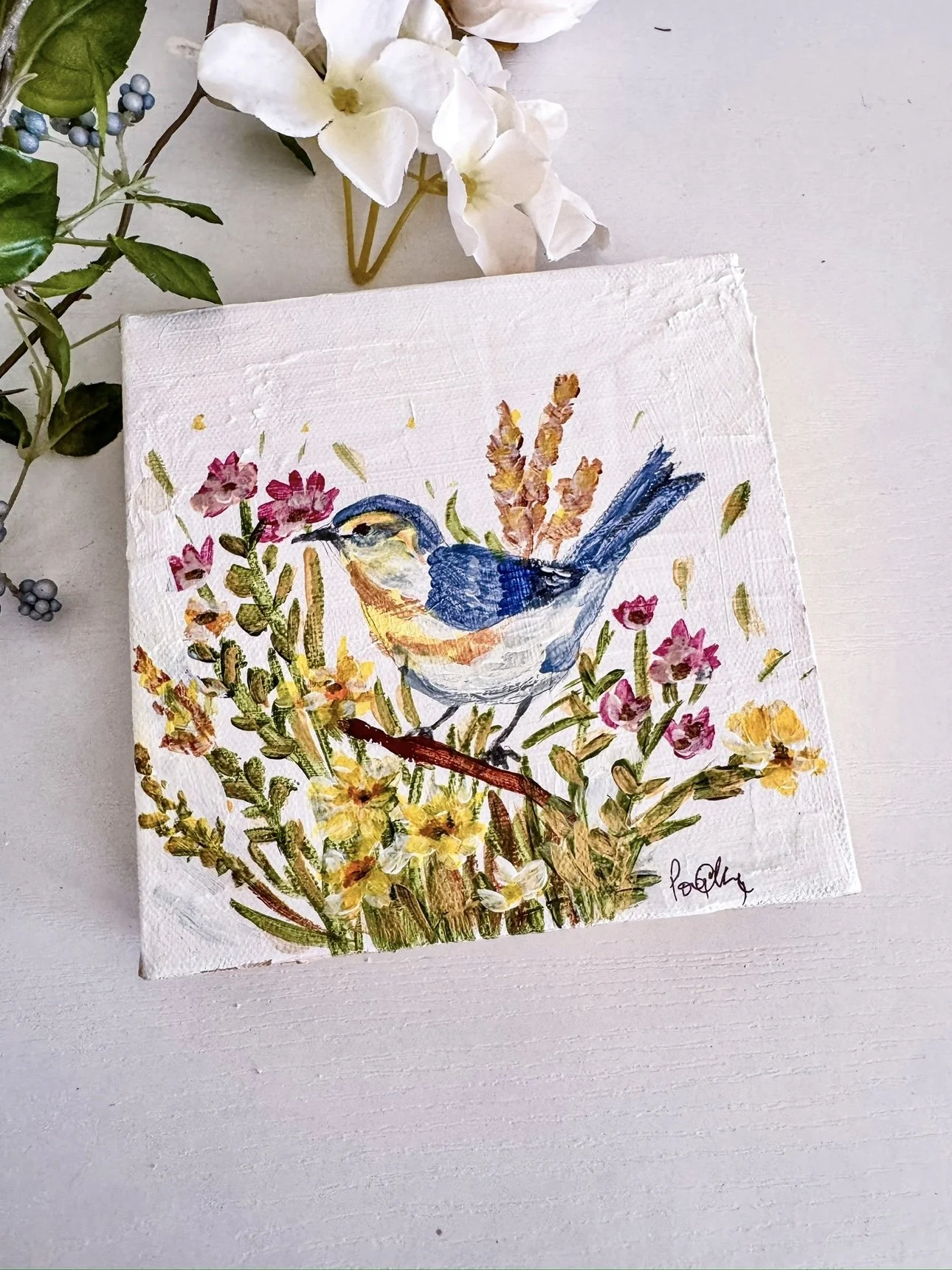 Bluebird in Wildflowers Print by Charlotte, NC Artist Pooja Roy-1.jpg