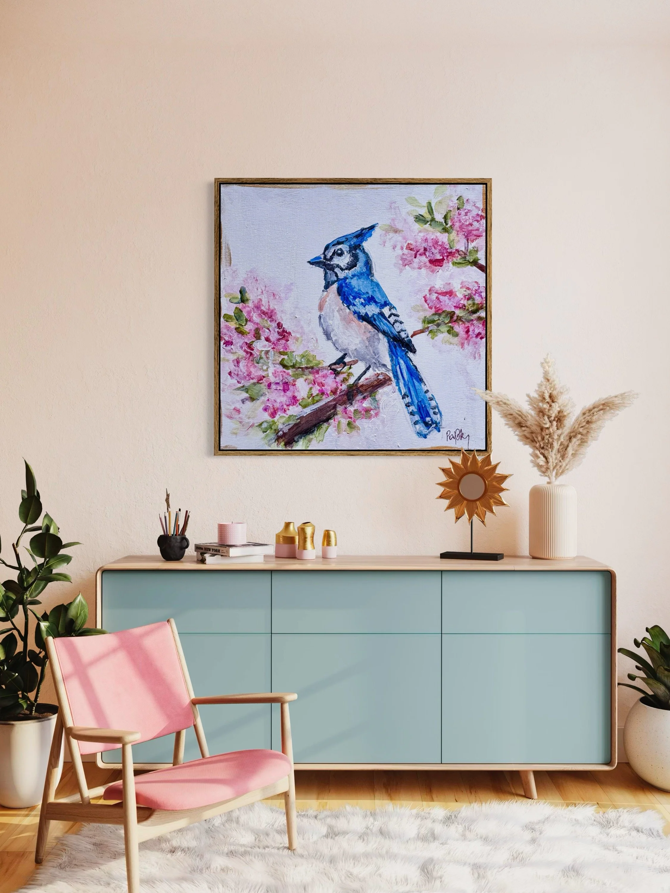 Bluejay in Autumn Hydrangeas Print mockup.JPG