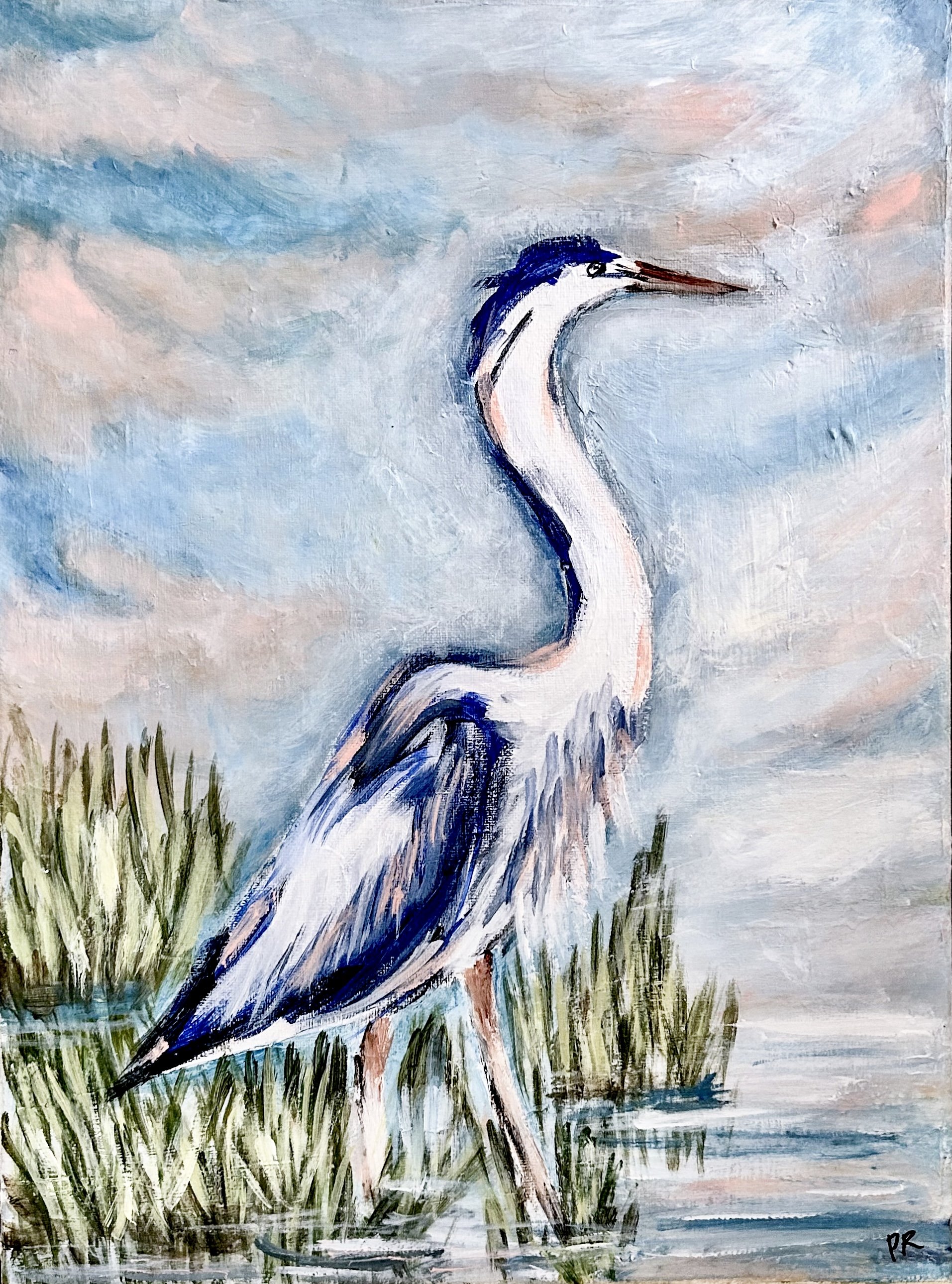 Blue Heron in Marsh - Charlotte, NC Artist Pooja Roy.jpg