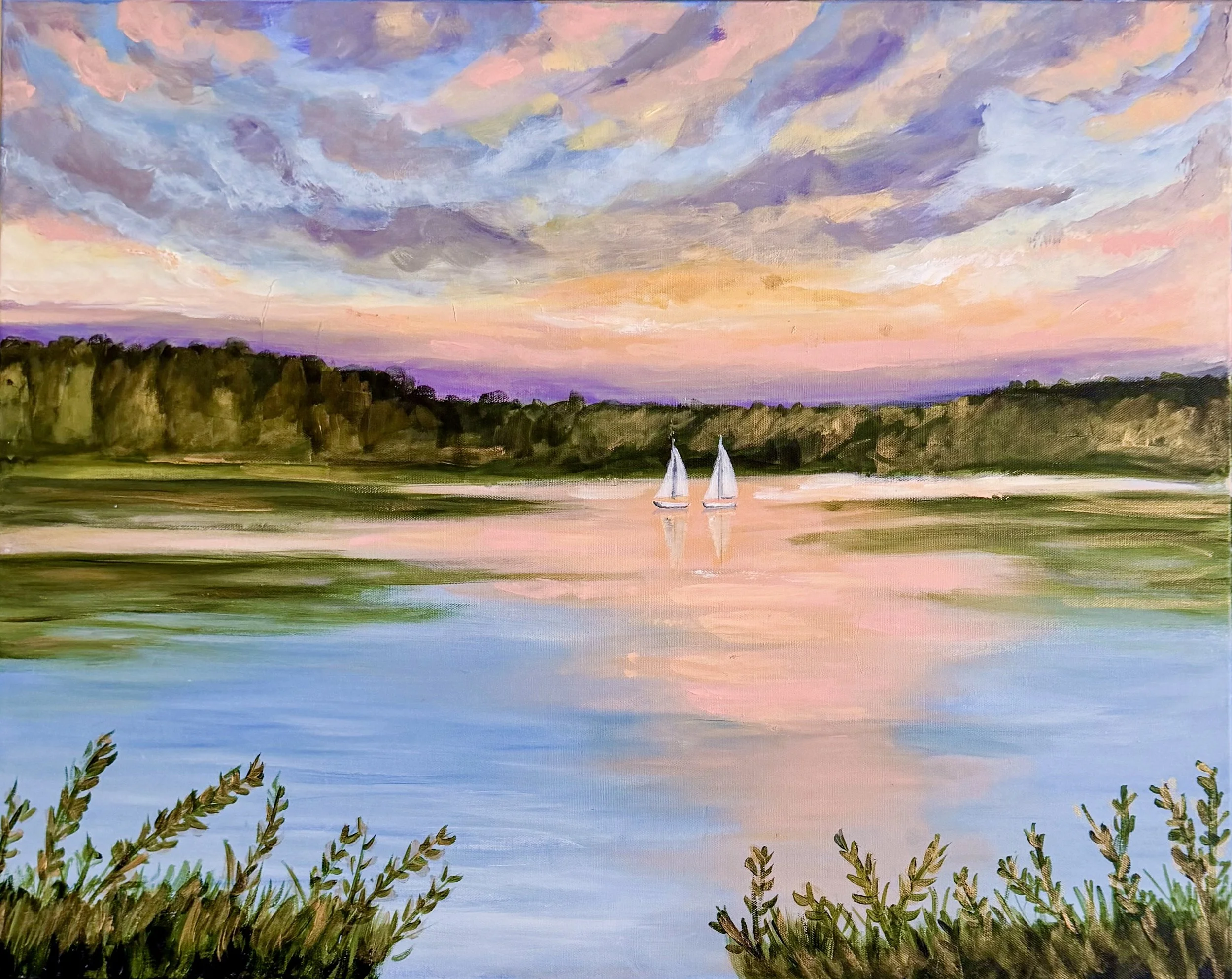 Evening Reflection Painting by Artist Pooja Roy_closeup.jpg