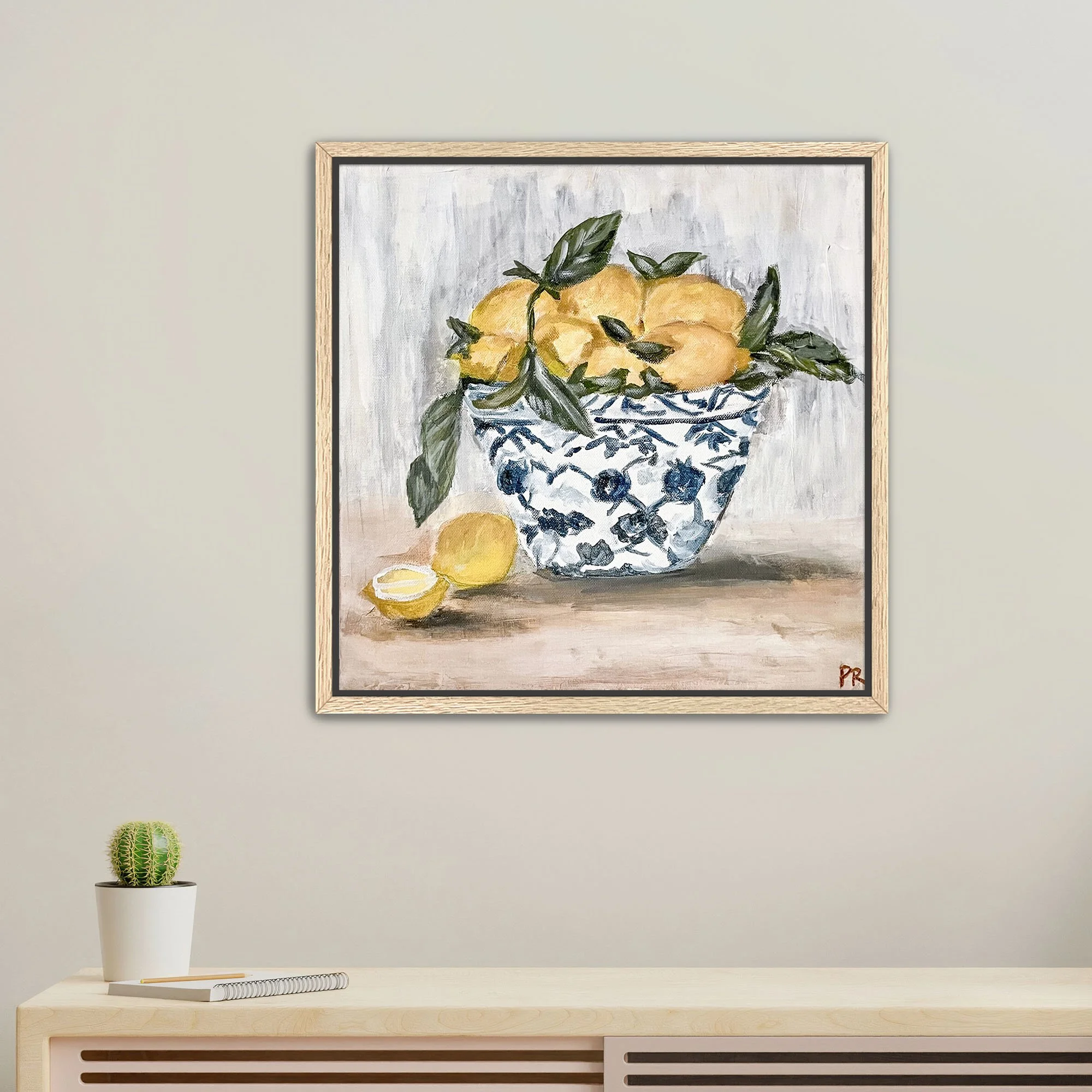 Lemon Bowl Print framed oak.jpg