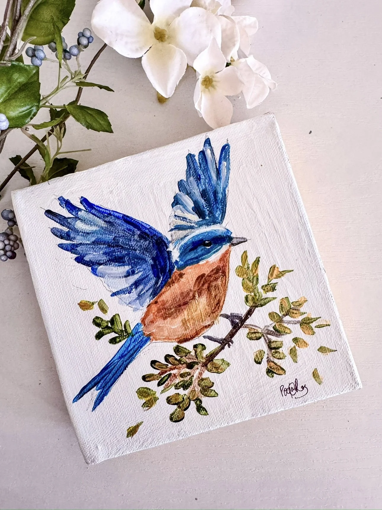 Bluebird in Flight Art Print by Charlotte, NC Artist Pooja Roy.jpg