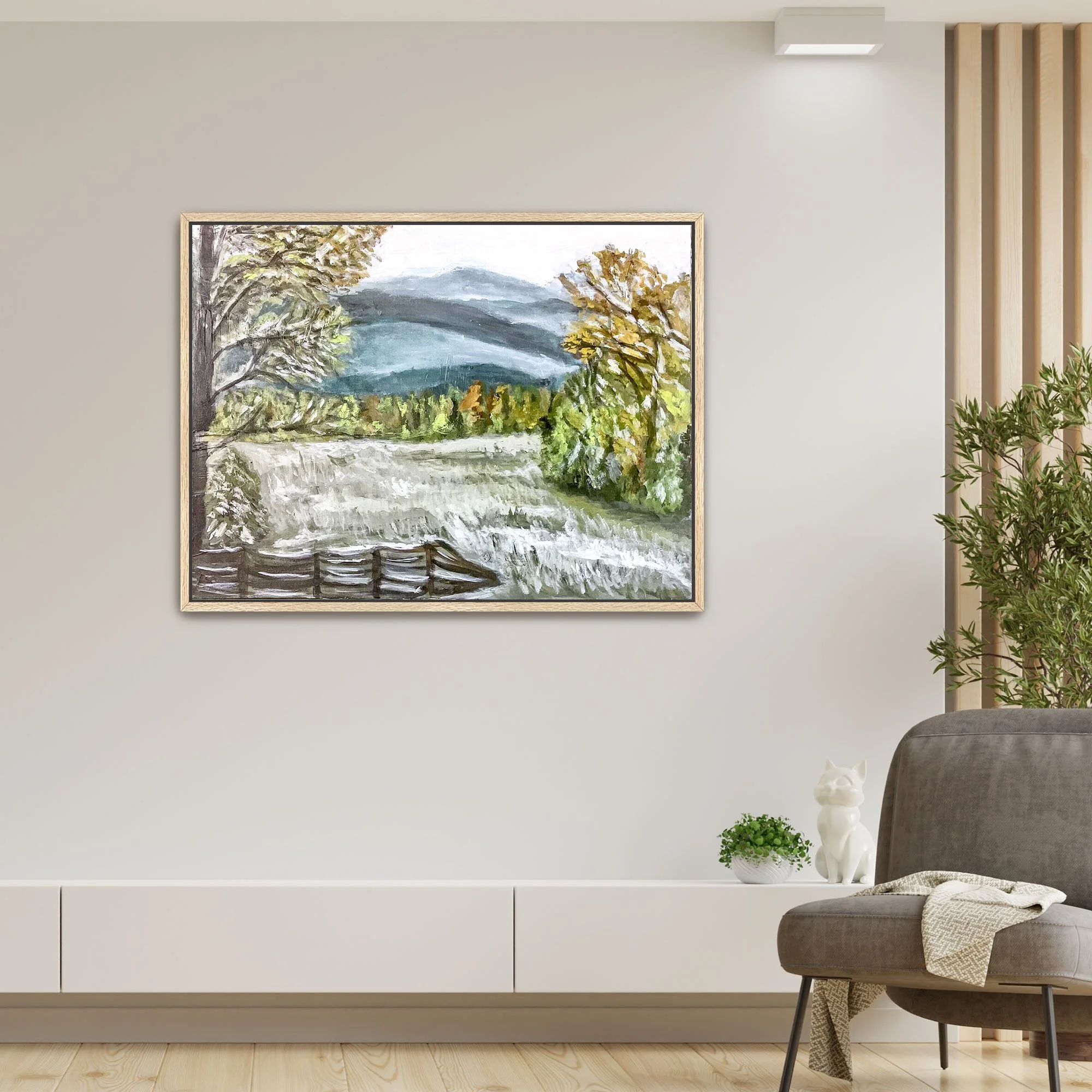 Frosty Fields Print framed oak.jpg