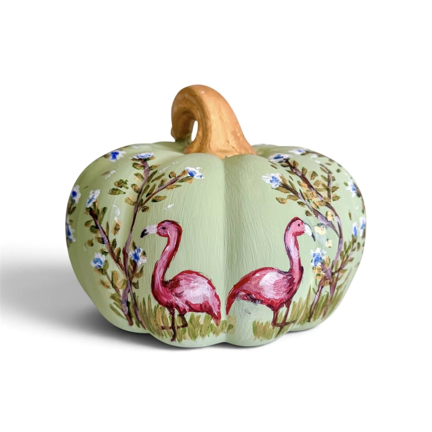 Green Flamingo Chinoiserie Pumpkin large by Charlotte, NC Artist Pooja Roy.jpg