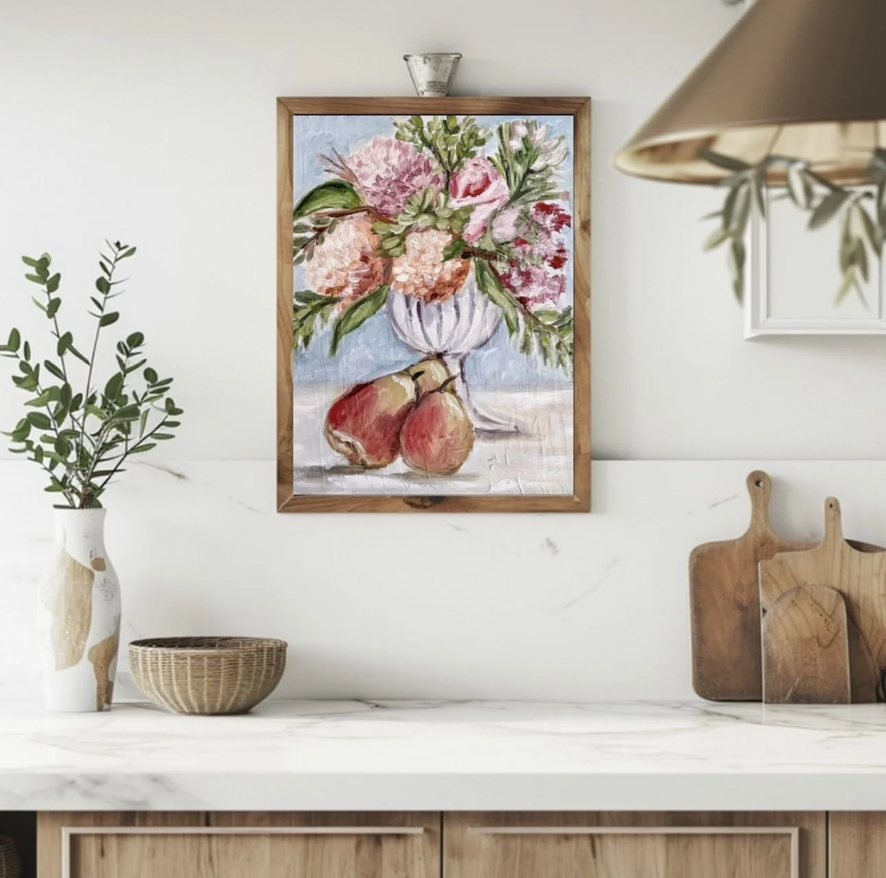 Hydrangeas and Pears Paper Print framed mockup.jpg