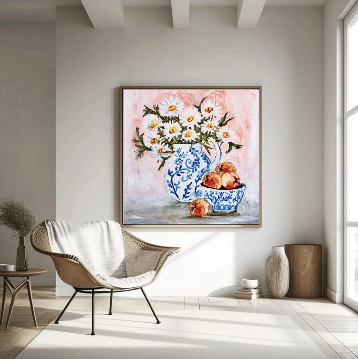 Peaches & Daisies canvas print framed mockup.jpg