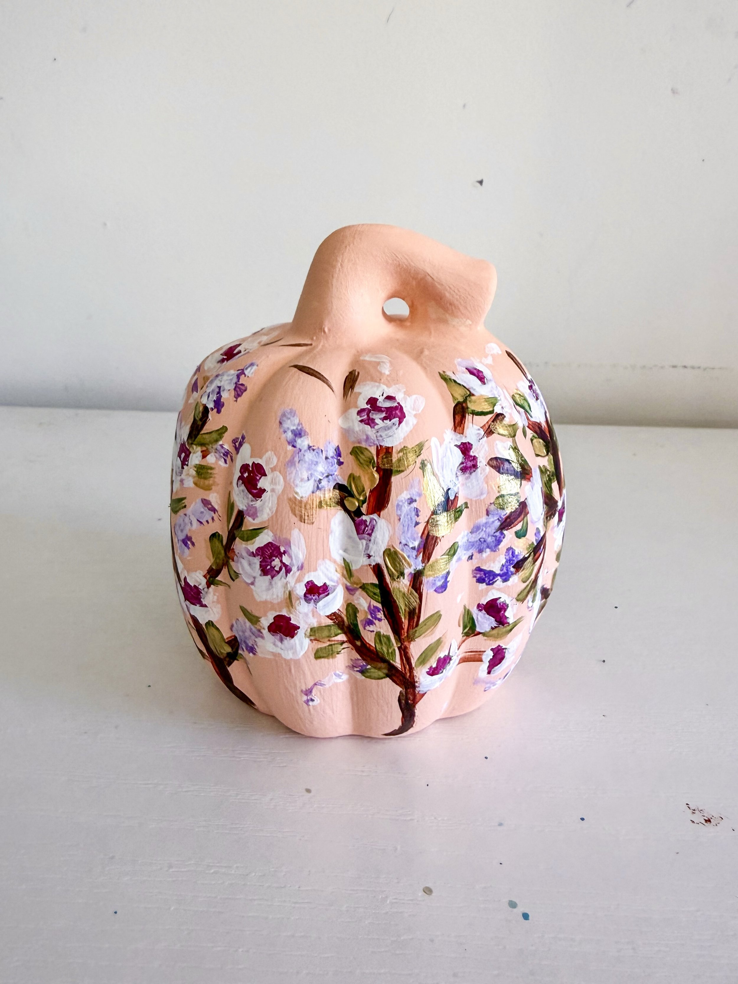 Floral Peach Pumpkin by Charlotte, NC Artist Pooja Roy-1.jpg