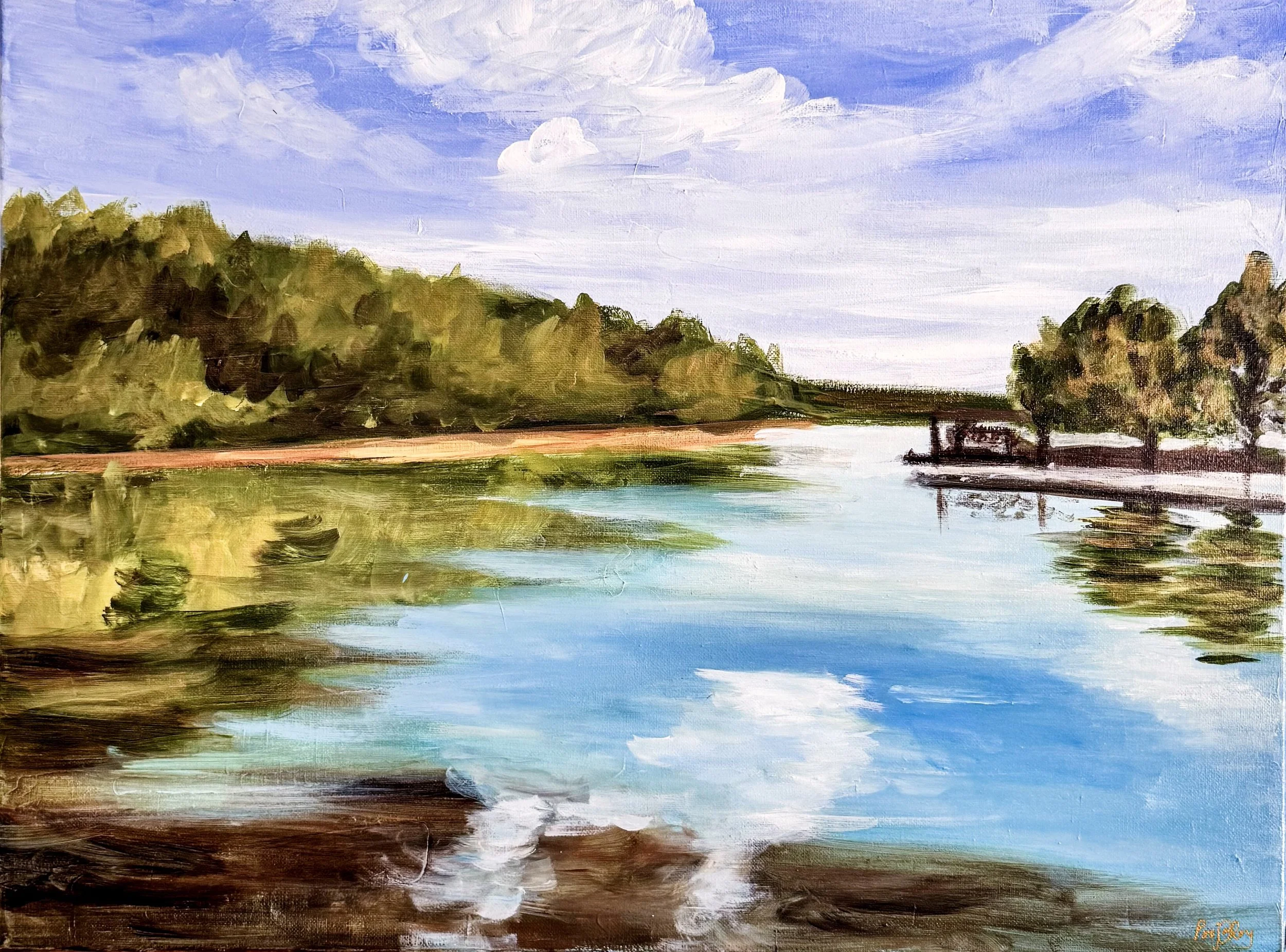 Quiet Horizons Painting by Artist Pooja Roy - closeup.jpg