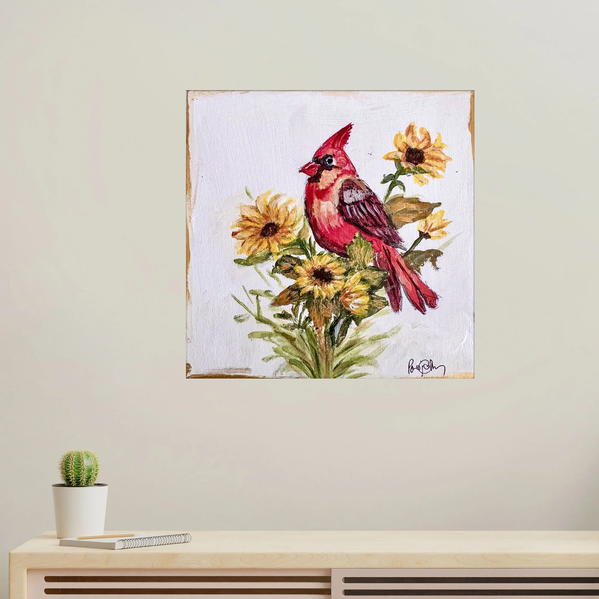 Cardinal in Sunflower Print no frame.jpg