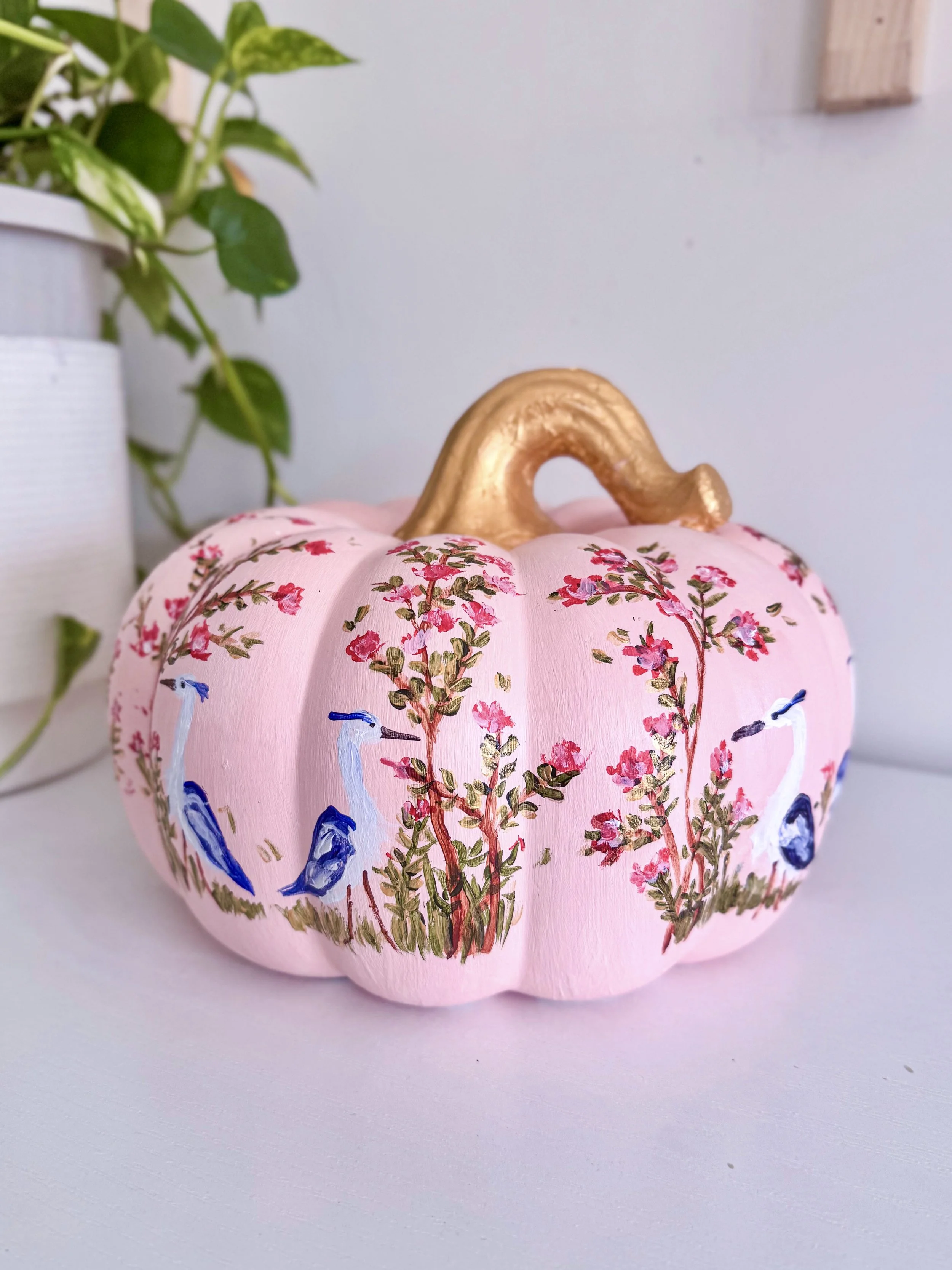 Pink Chinoiserie Pumpkin - Charlotte, NC Artist Pooja Roy-1.jpg