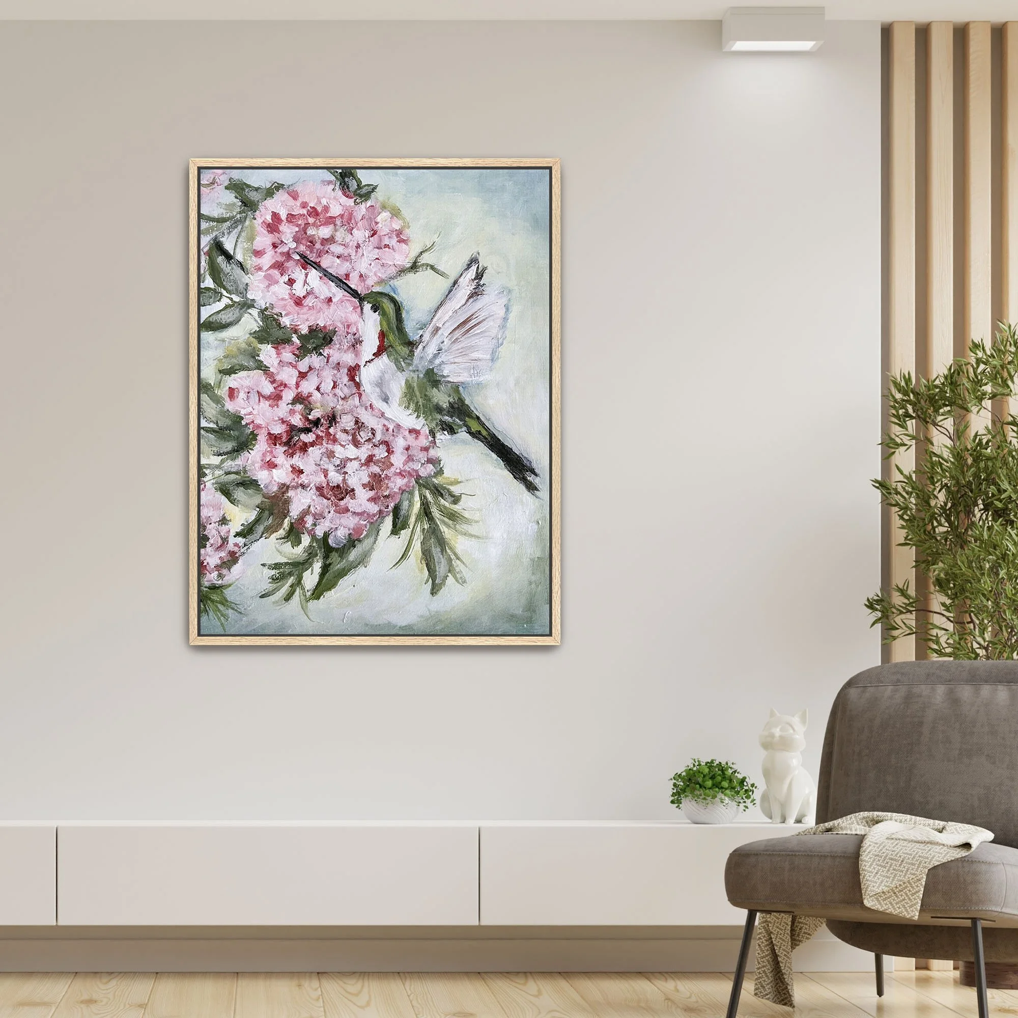 Healing Hummingbird Print framed oak.jpg