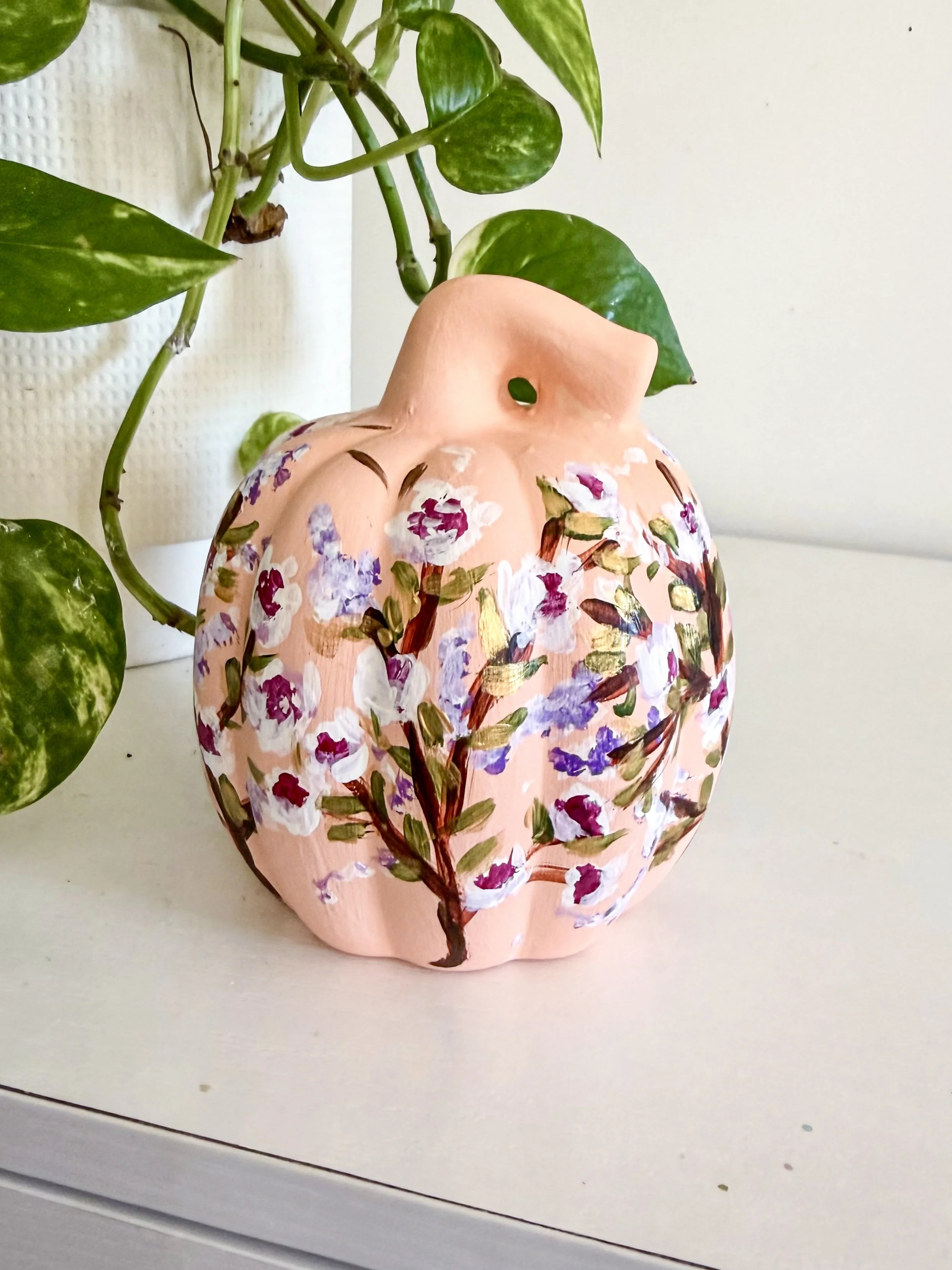 Floral Peach Pumpkin by Charlotte, NC Artist Pooja Roy-2.jpg