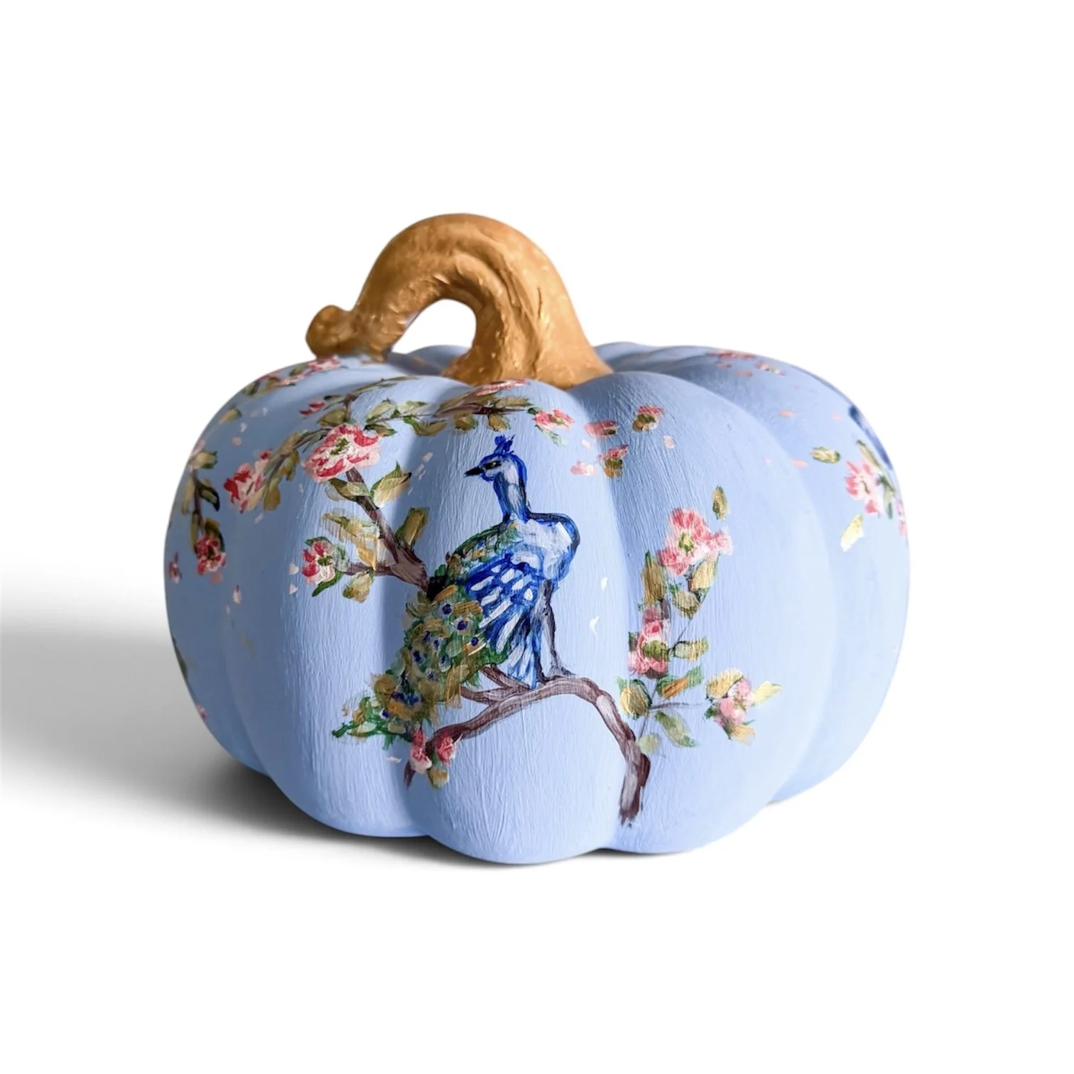 Blue Peacock Chinoiserie Pumpkin large by Charlotte, NC Artist Pooja Roy.jpg