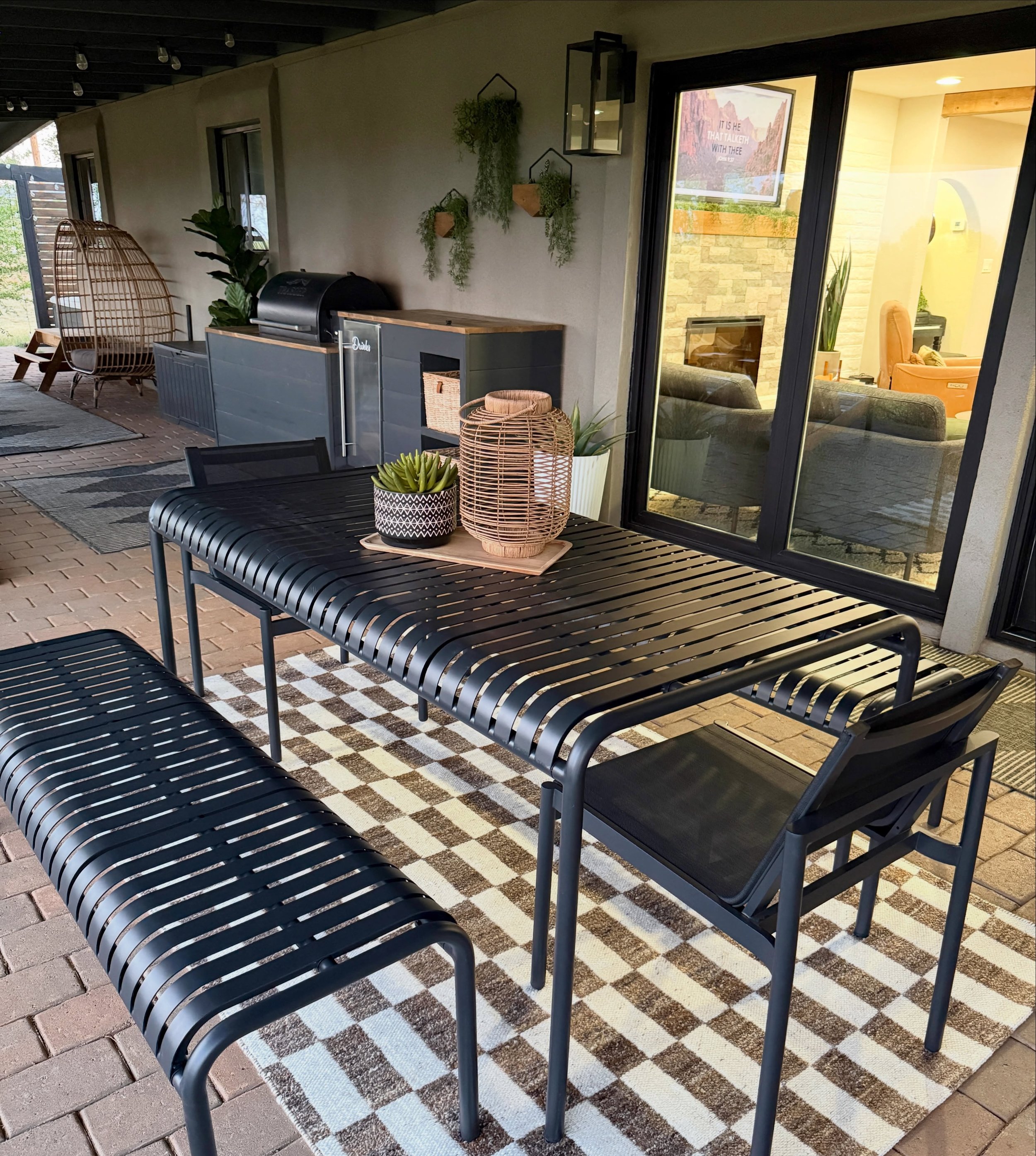 Summer evenings on the back porch☀️ (comment: OUTDOOR for a link to this new furniture!) We added a few new @article pieces to our outdoor spaces! These are supposed to be for the front patio when it&rsquo;s done, but I&rsquo;m really loving them her