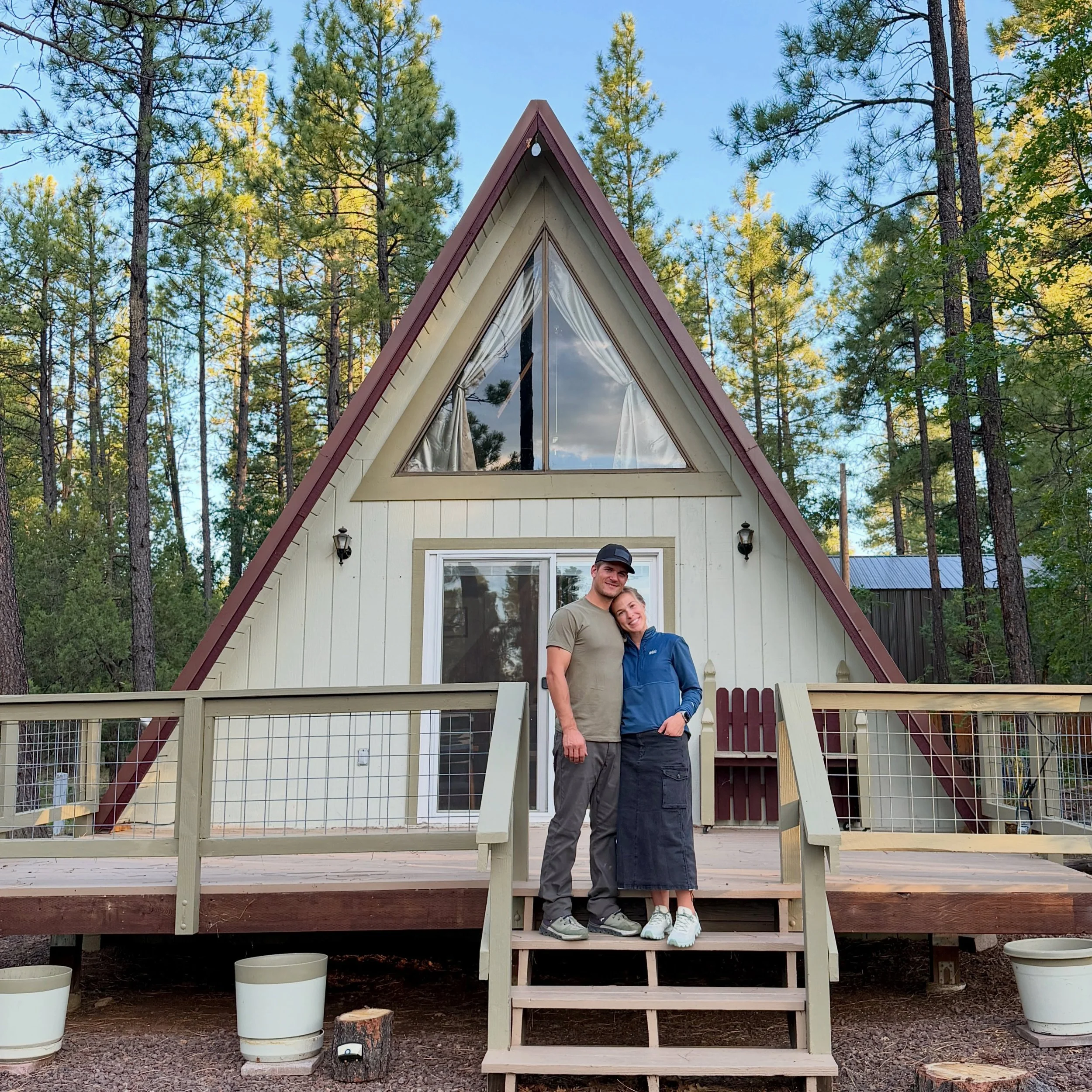 Our New Project!!!🏠🌲 We recently bought this little 600 sq ft A-Frame Cabin to completely renovate, and then hopefully use as a short term rental&hellip;I share all the details &amp; house tour in today&rsquo;s YouTube video!! 
-Stay tuned I&rsquo;