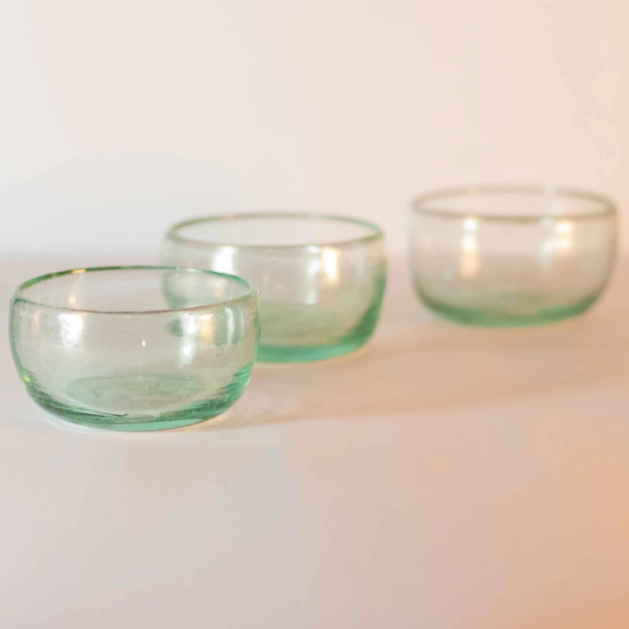 Catedral De Mi Padre Glass Cups. Tasting Cups. Set of 3. Green.