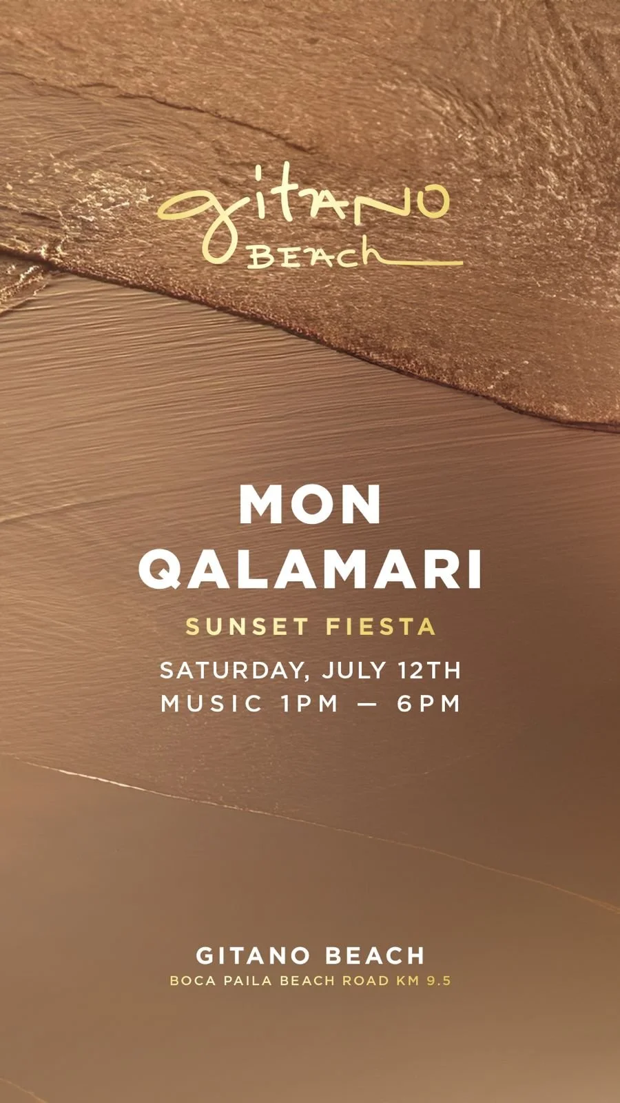 MON QALAMARI – Sunset Fiesta at GITANO BEACH