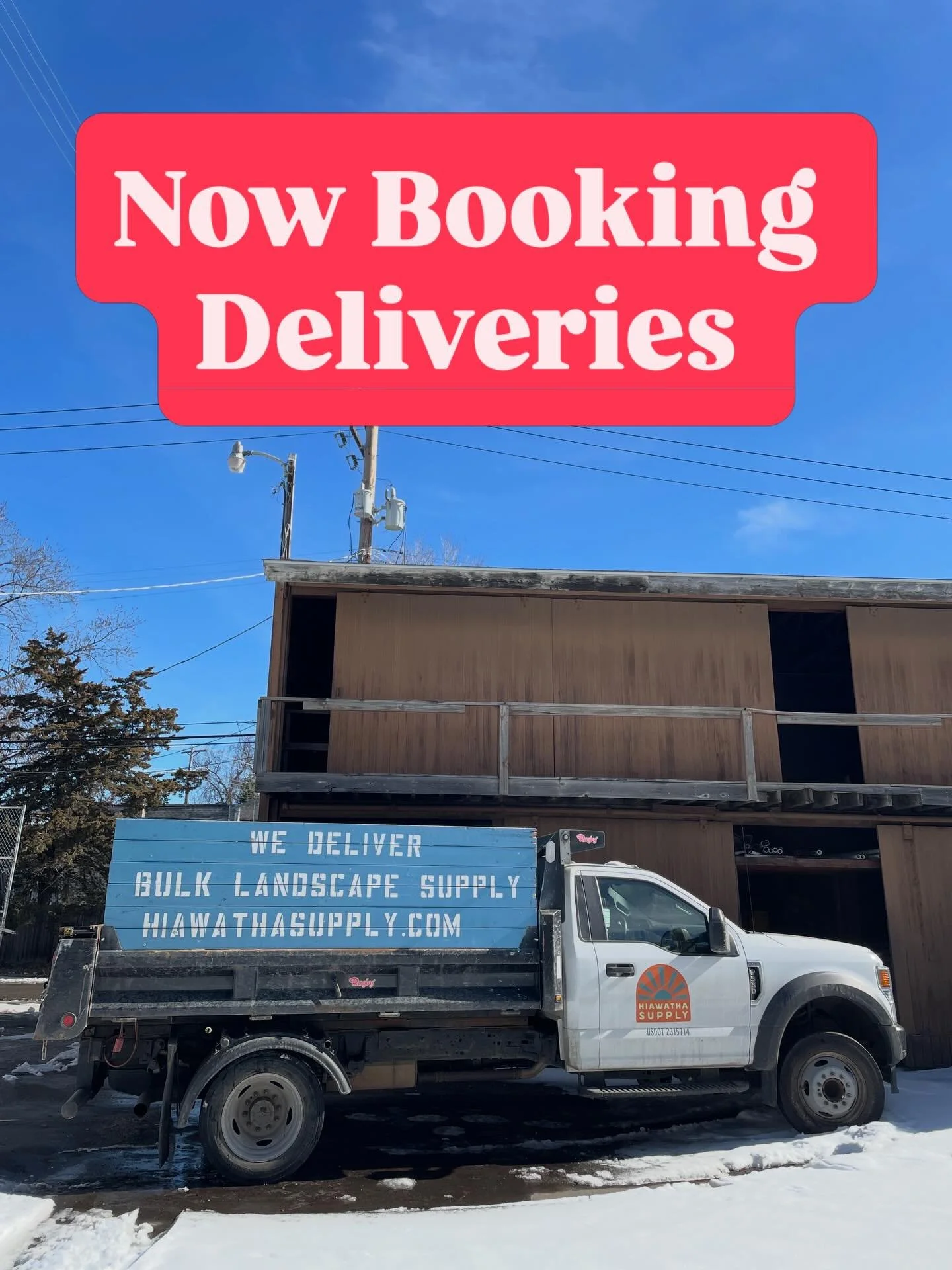 We are now booking deliveries! Just visit our website Hiawathasupply.com