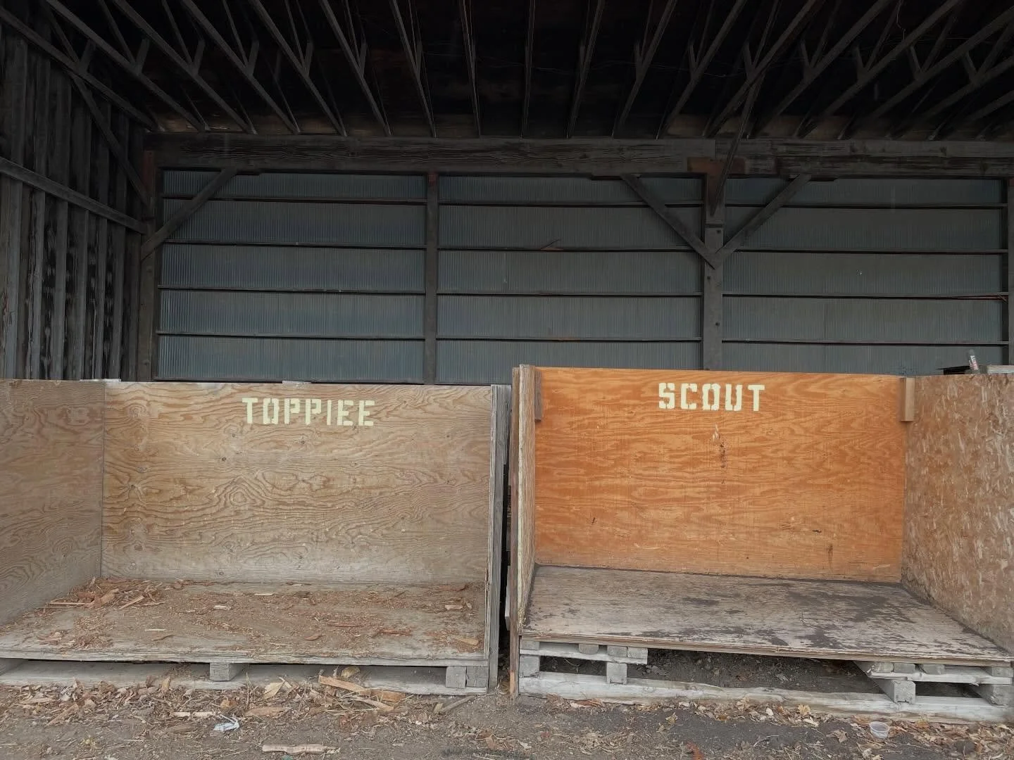 Our two bins for self loading were named after two legendary hand shovelers that have moved dozens of yards of compost in their Subarus. Shoutout to these two badass gardening Queens.
