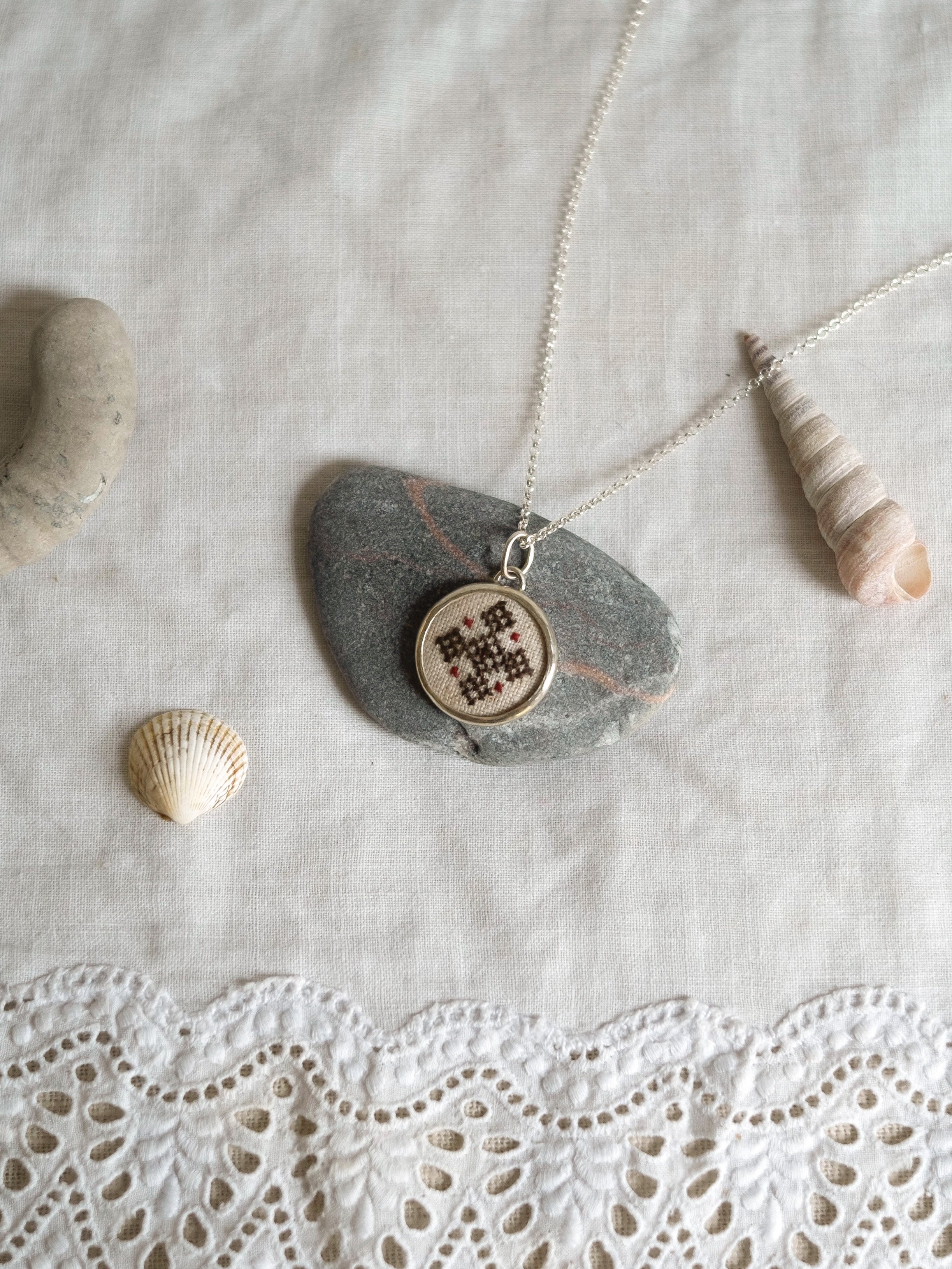 Embroidered Necklace - Cross