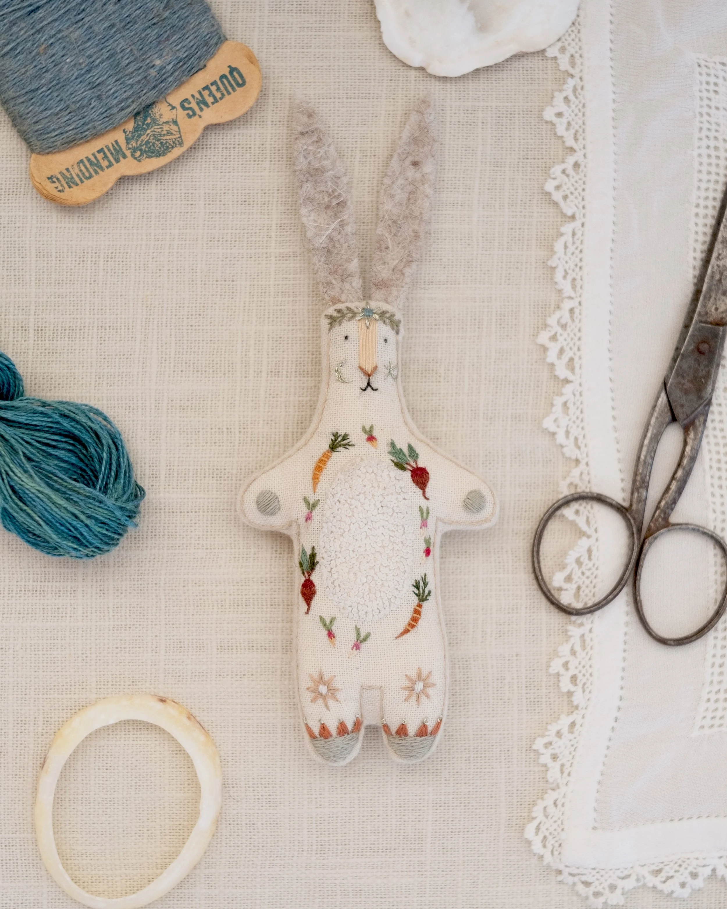Miniature Embroidered Doll - Vegetable Rabbit