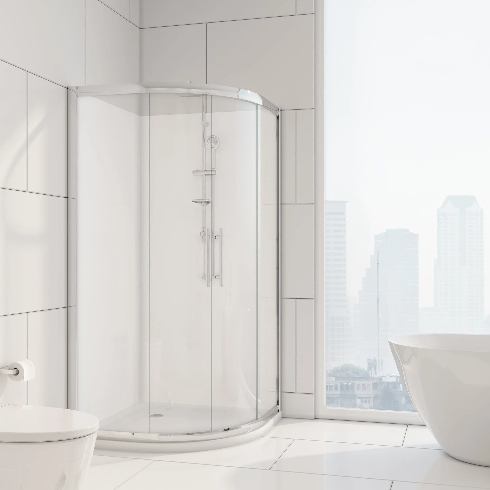 Zenith Corner Round (Twin sliding doors) Complete Shower — Crest Showers