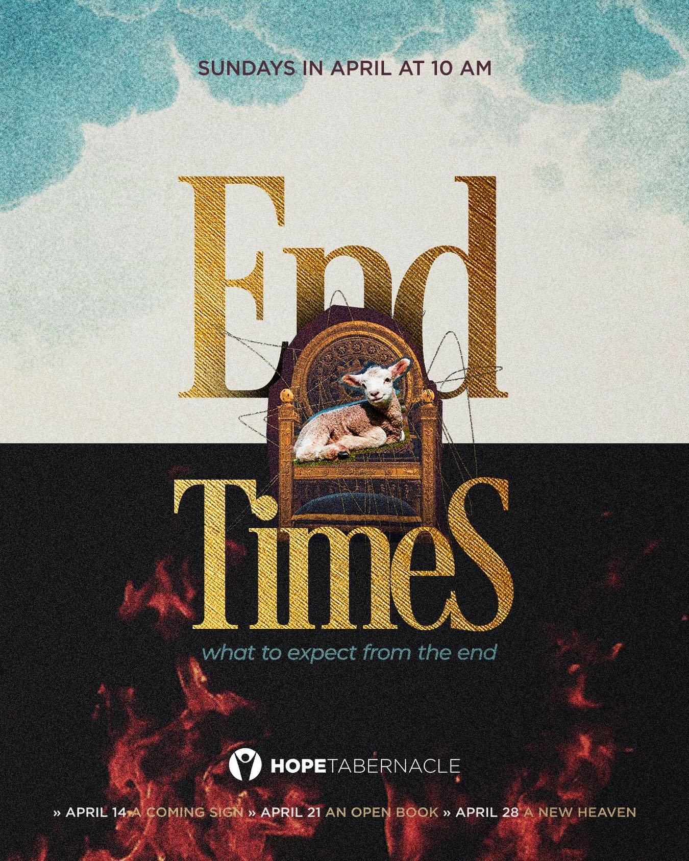 Our new series &ldquo;End Times&rdquo; begins this Sunday at 10am. Invite a friend to come sit with you.